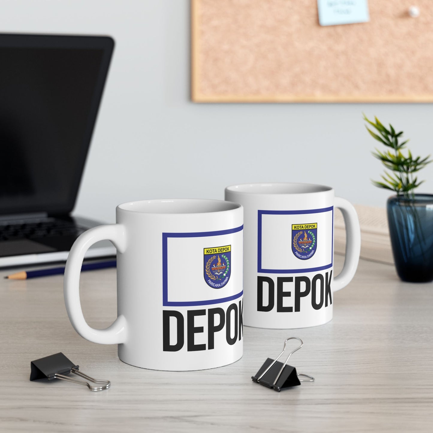 Depok City Flag White Ceramic Mug - 11oz, 15oz