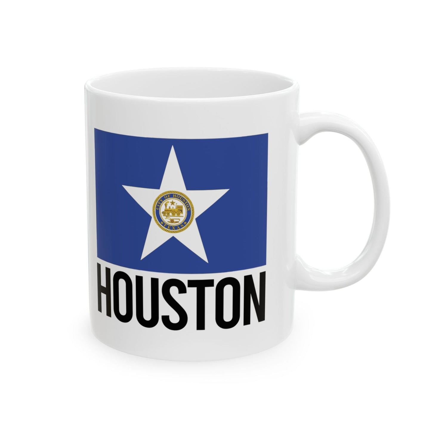 Houston City Flag White Ceramic Mug - 11oz, 15oz