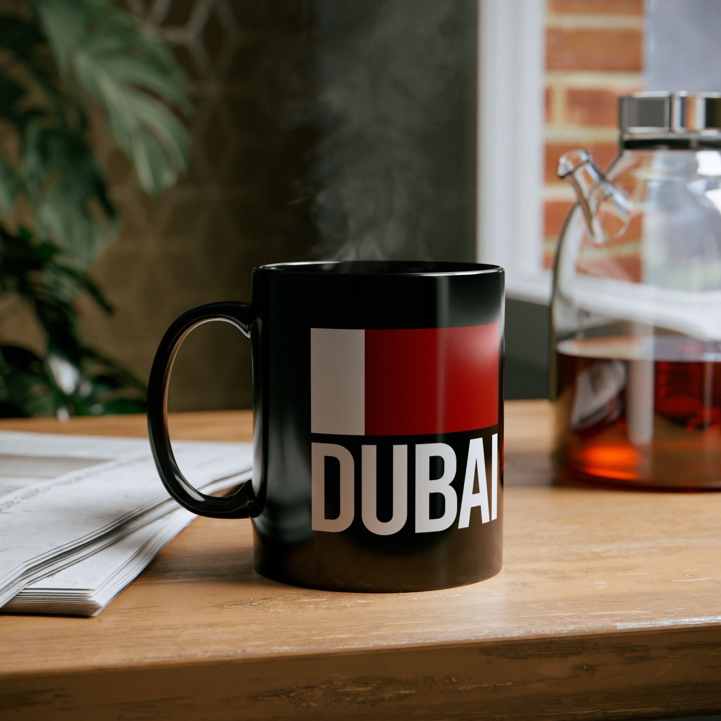 Dubai City Flag Black Ceramic Mug - 11oz, 15oz