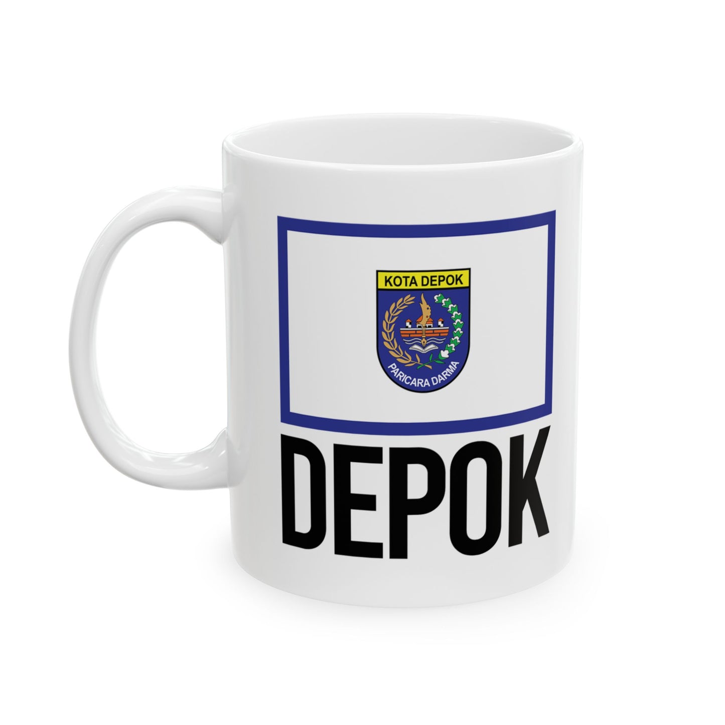 Depok City Flag White Ceramic Mug - 11oz, 15oz