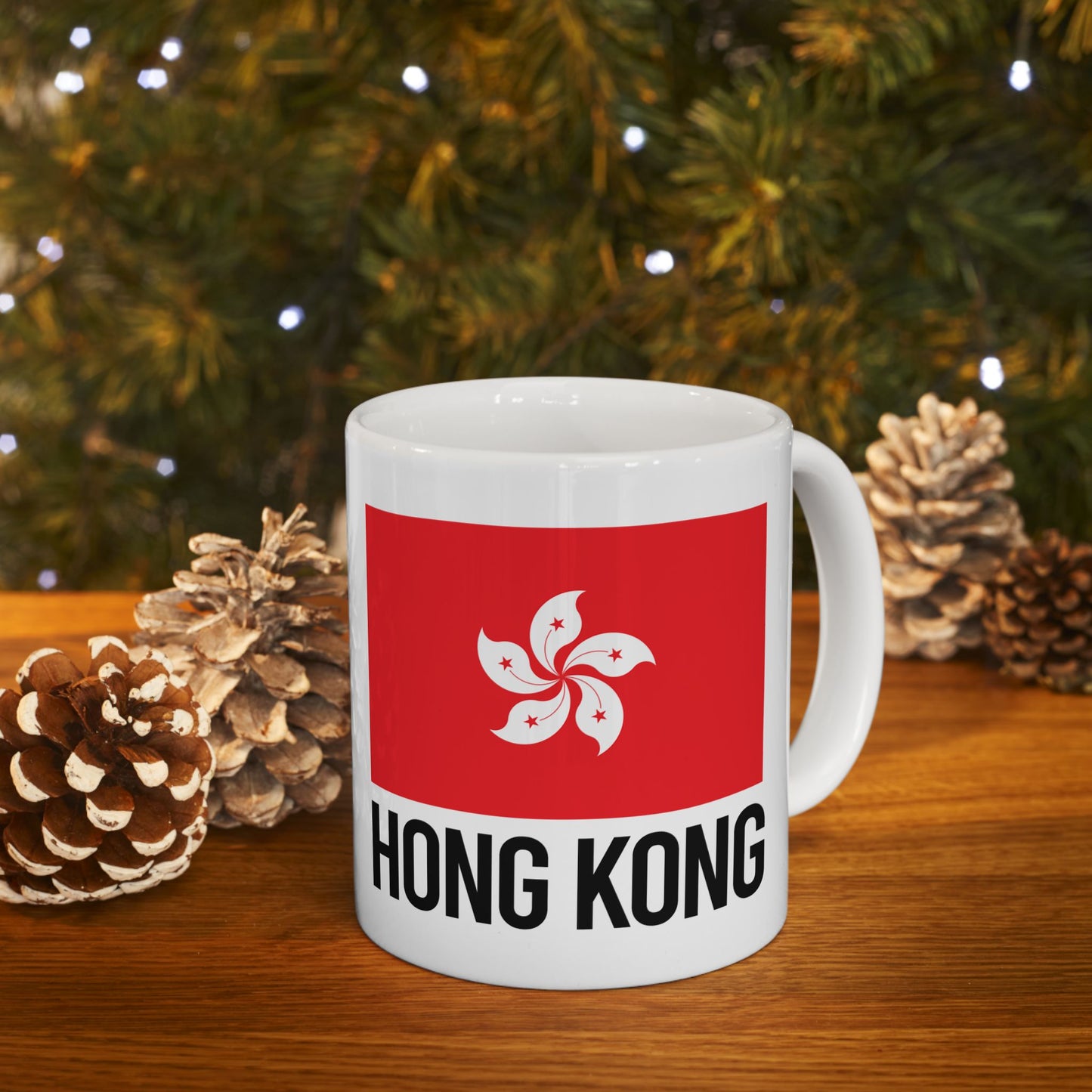 Hong Kong City Flag White Ceramic Mug, 11oz, 15oz