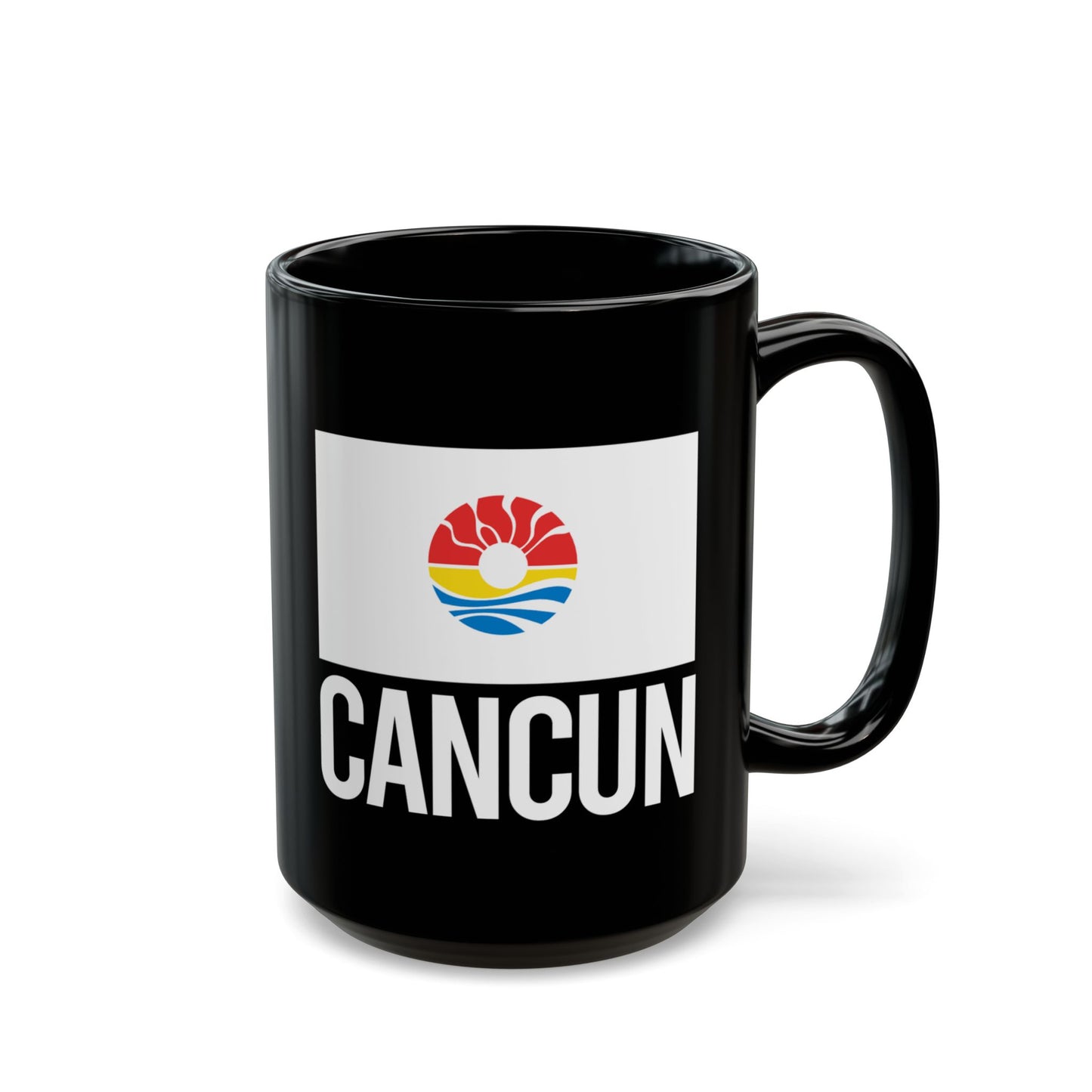 Cancún City Flag Black Ceramic Mug - 11oz, 15oz