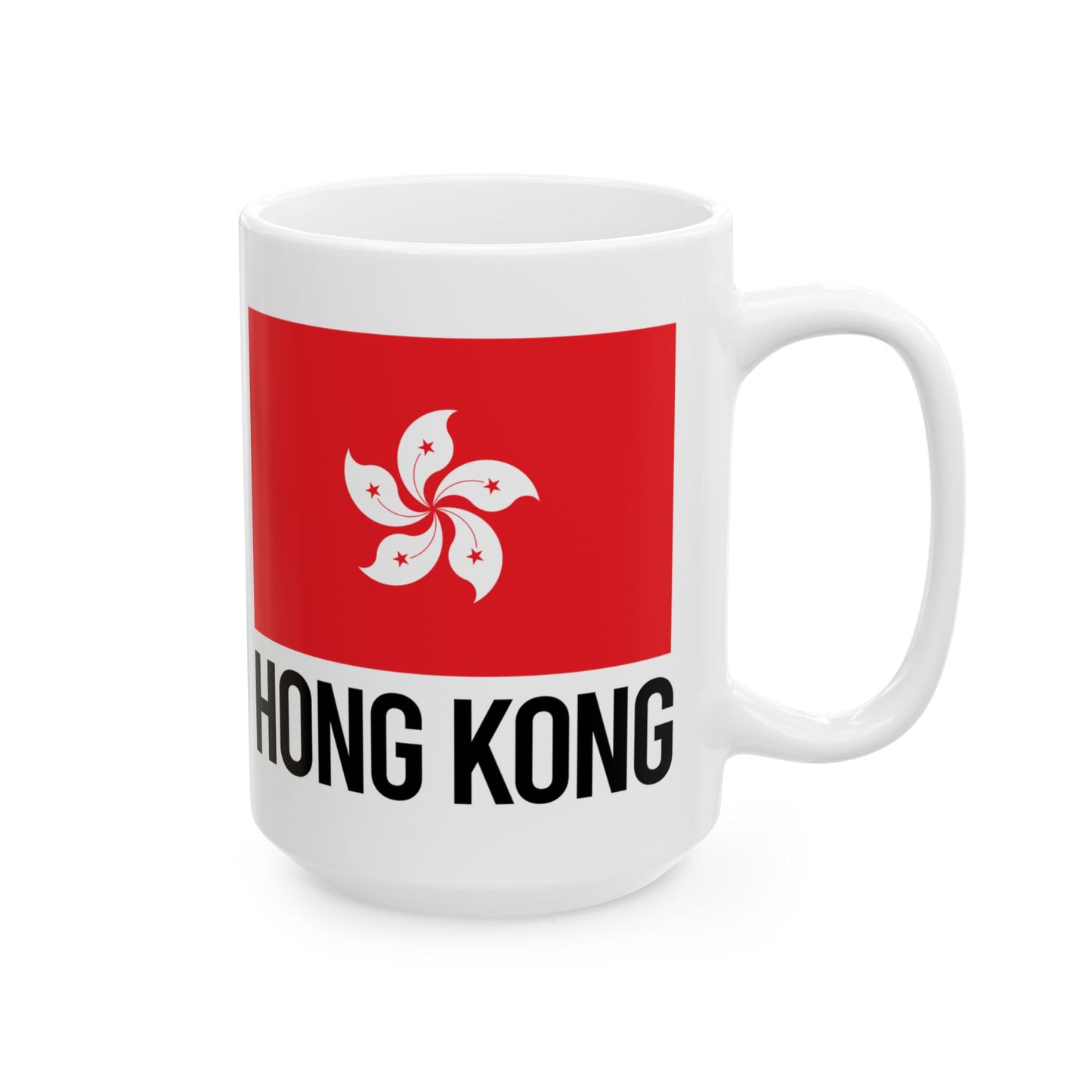 Hong Kong City Flag White Ceramic Mug, 11oz, 15oz