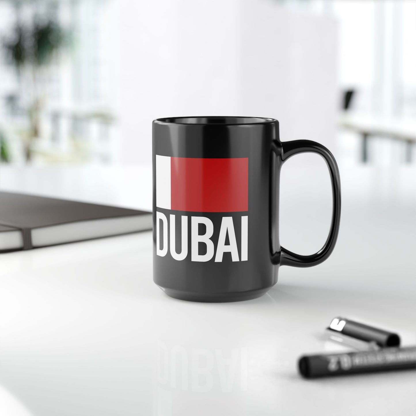 Dubai City Flag Black Ceramic Mug - 11oz, 15oz