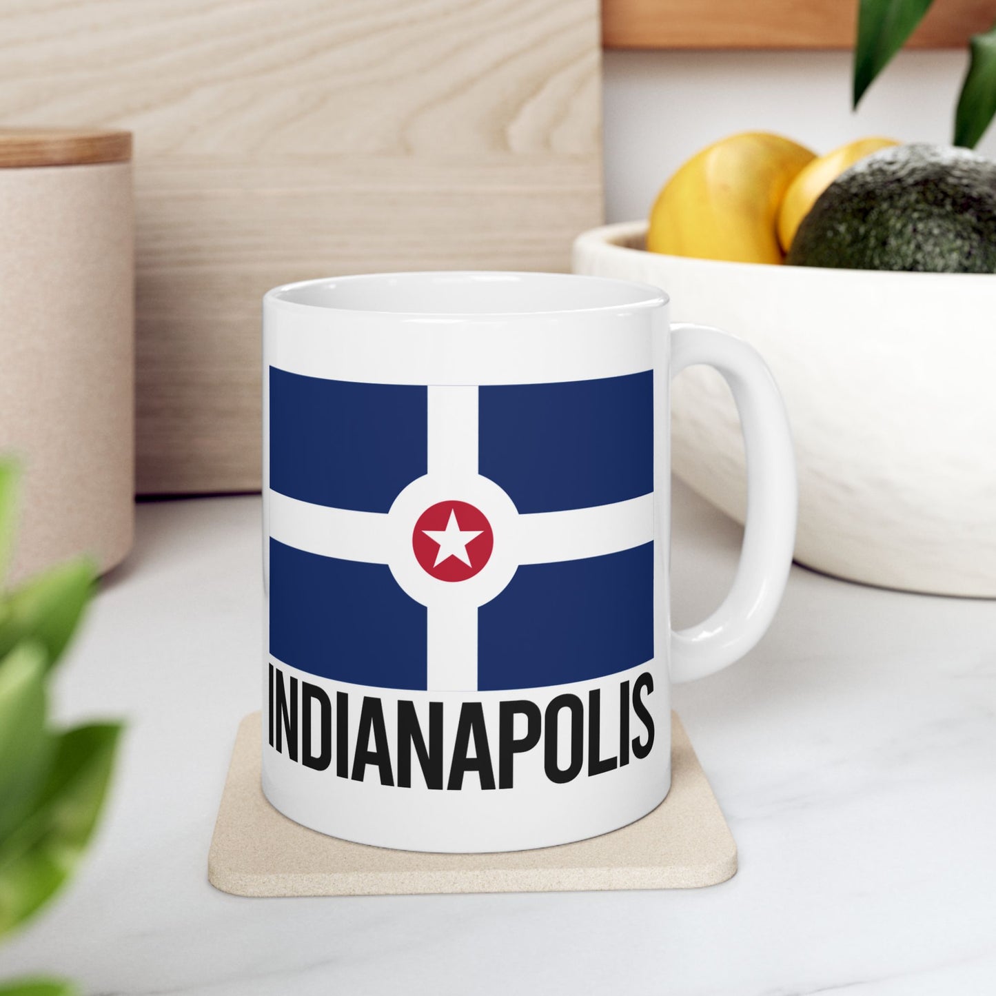 Indianapolis City Flag White Ceramic Mug - 11oz, 15oz