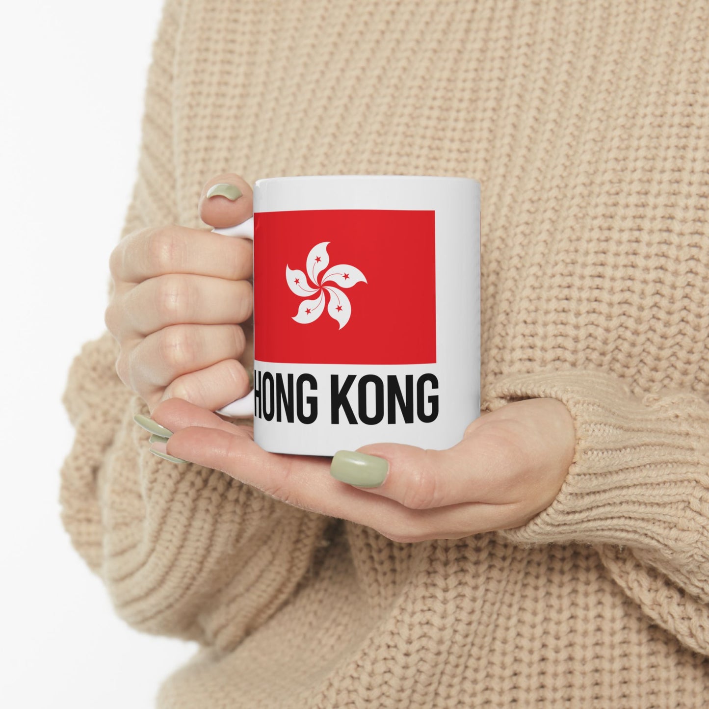Hong Kong City Flag White Ceramic Mug, 11oz, 15oz