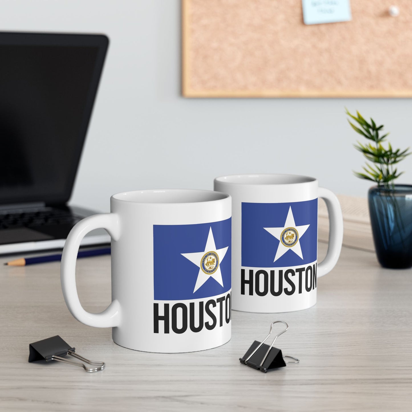 Houston City Flag White Ceramic Mug - 11oz, 15oz