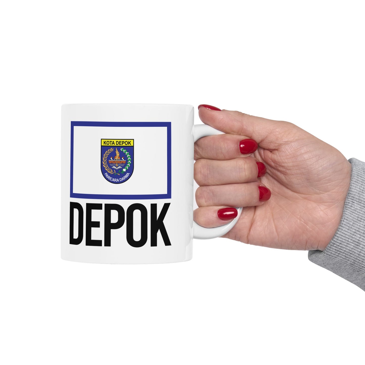 Depok City Flag White Ceramic Mug - 11oz, 15oz