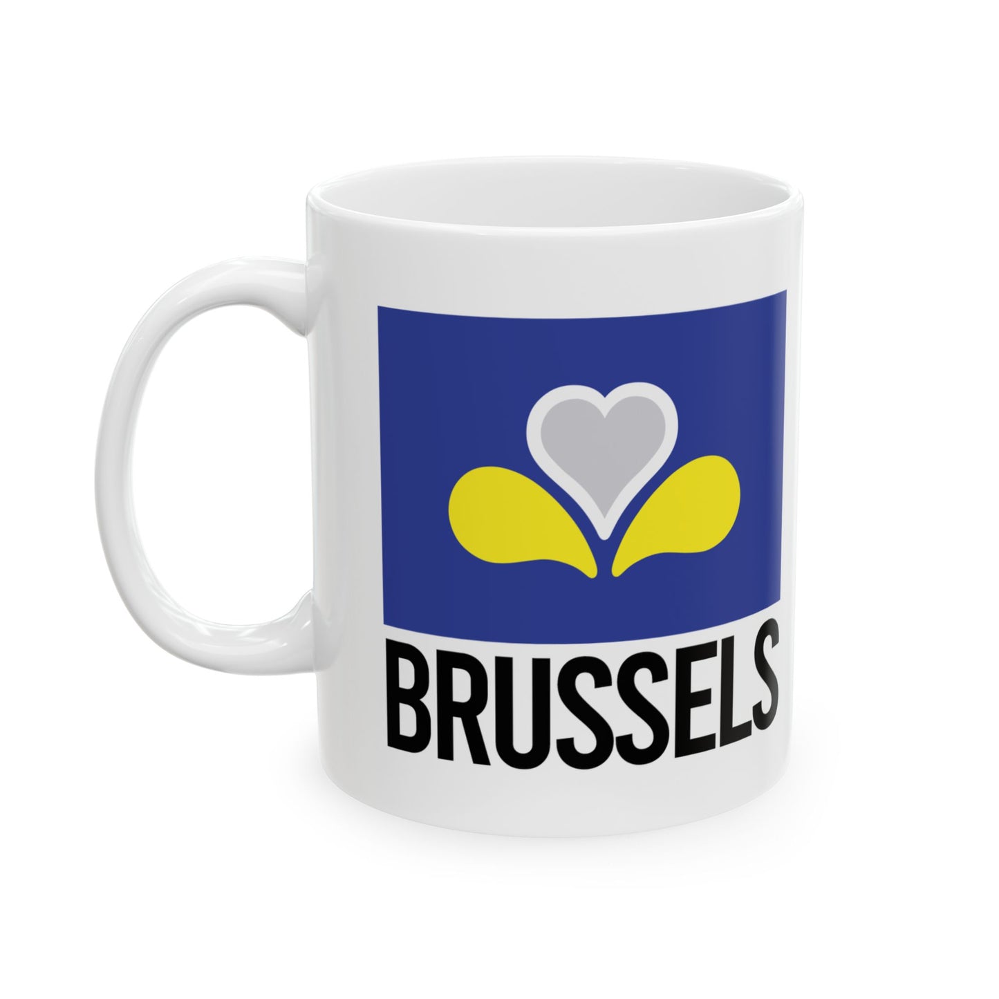 Brussels Flag White Ceramic Mug - 11oz, 15oz