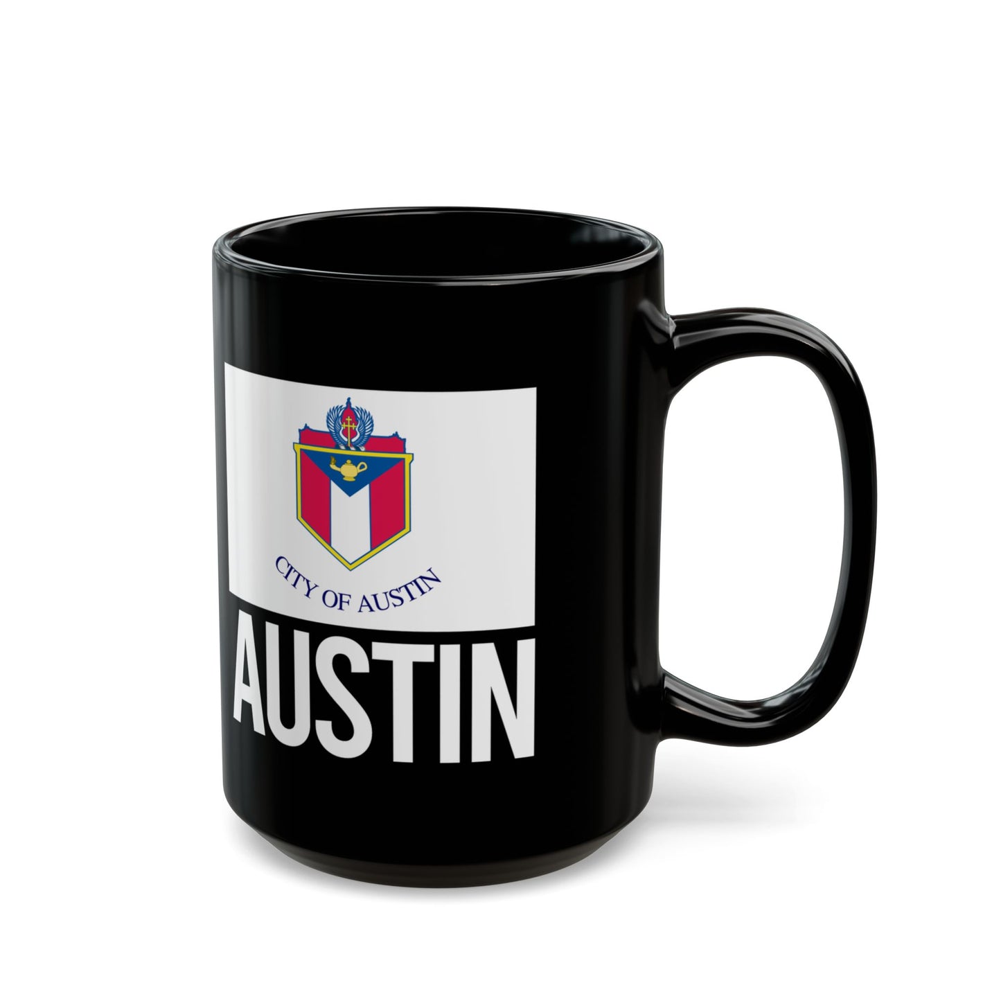 Austin City Flag Black Ceramic Mug - 11oz, 15oz