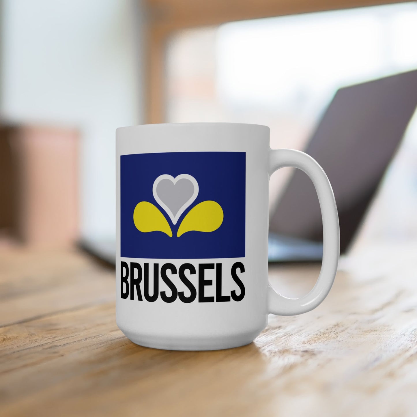 Brussels Flag White Ceramic Mug - 11oz, 15oz