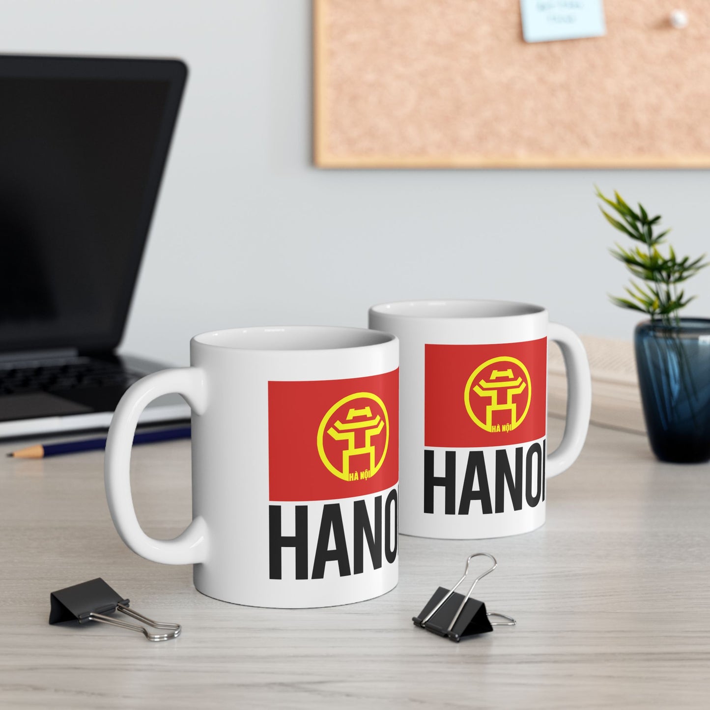 Hanoi City Flag White Ceramic Mug - 11oz, 15oz