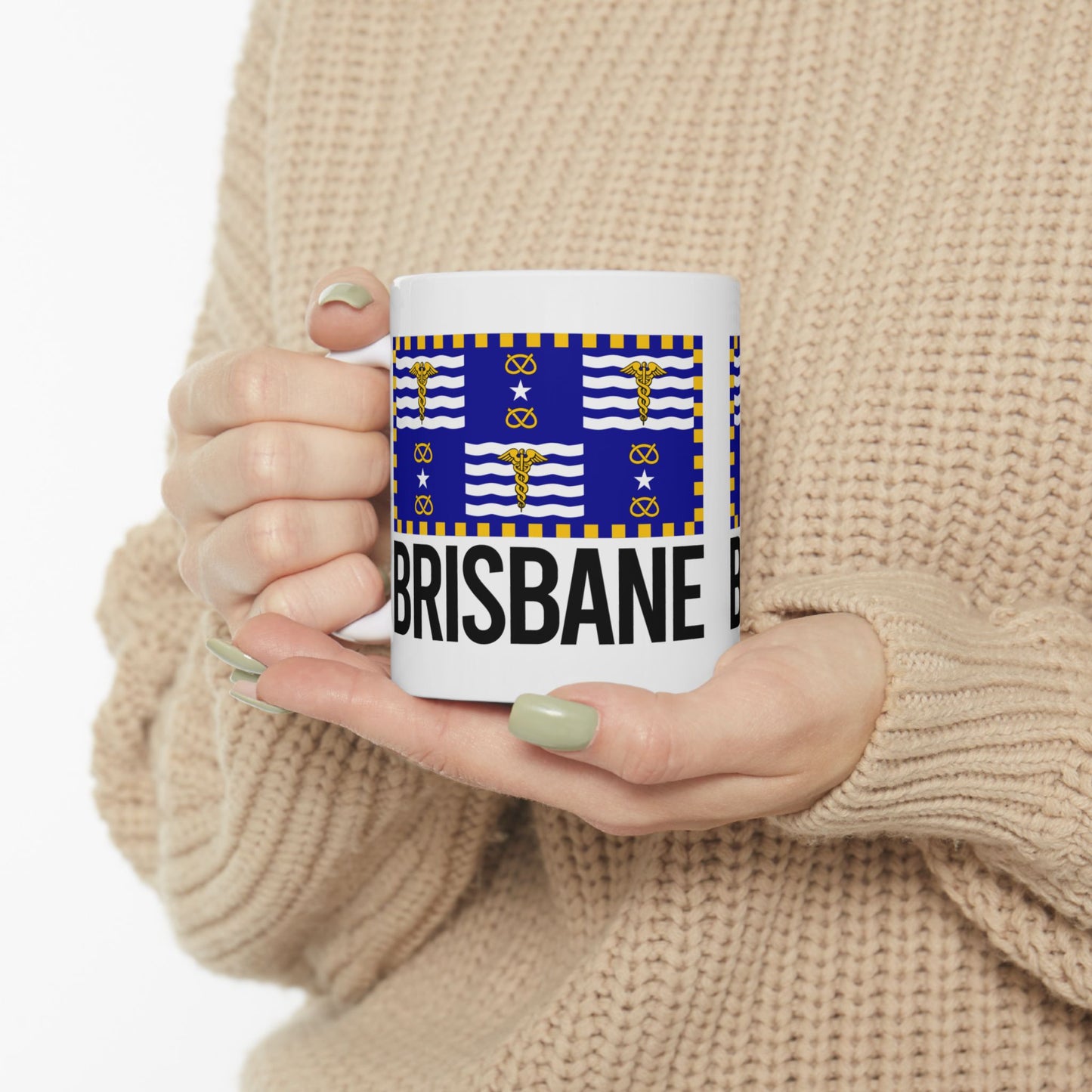 Brisbane City Flag White Ceramic Mug - 11oz, 15oz