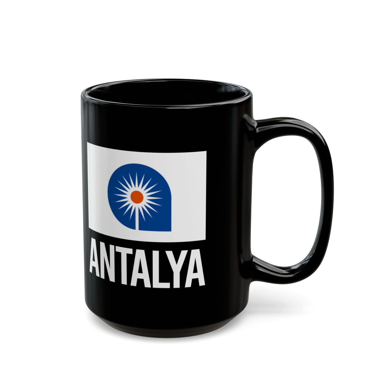 Antalya City Flag Black Ceramic Mug - 11oz, 15oz