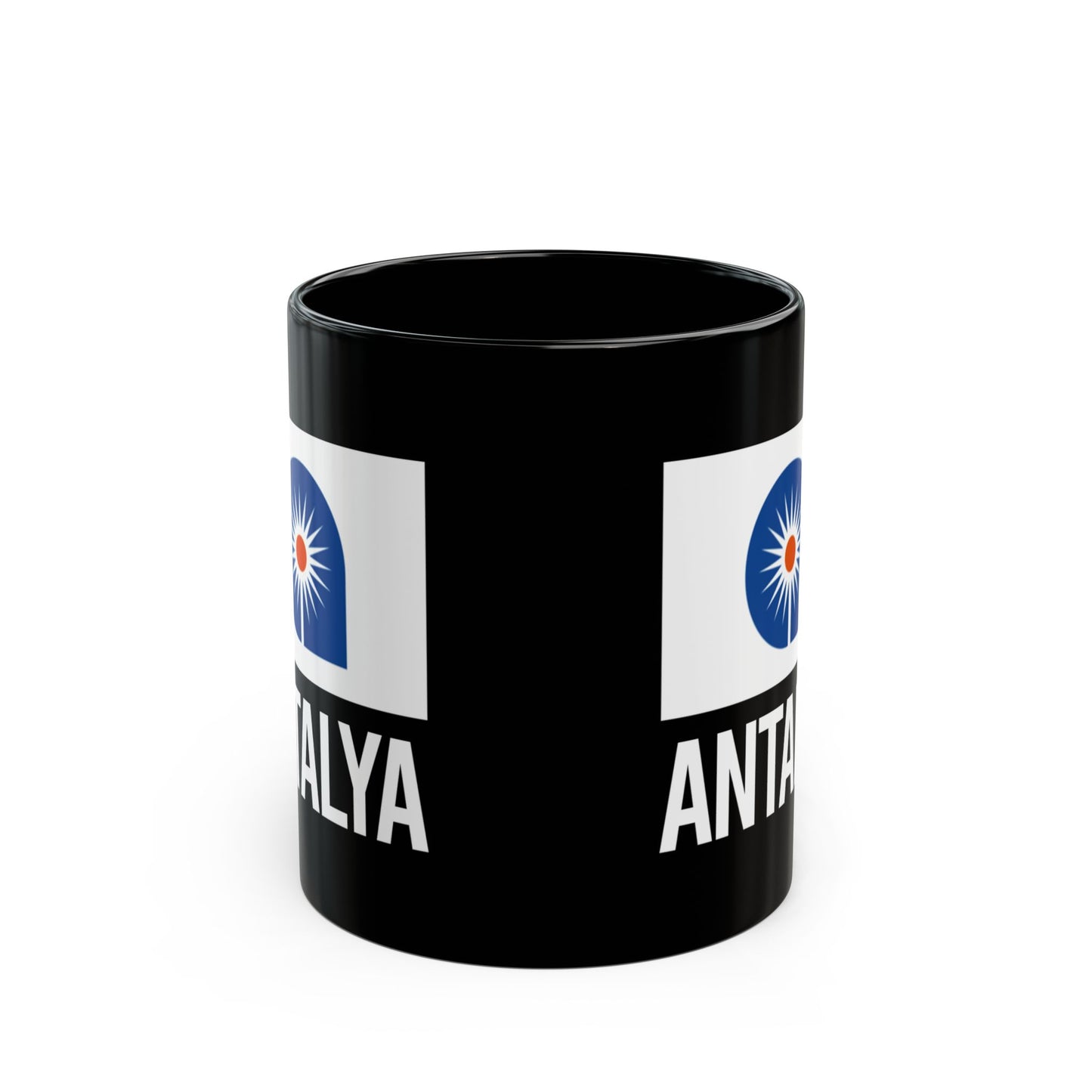 Antalya City Flag Black Ceramic Mug - 11oz, 15oz