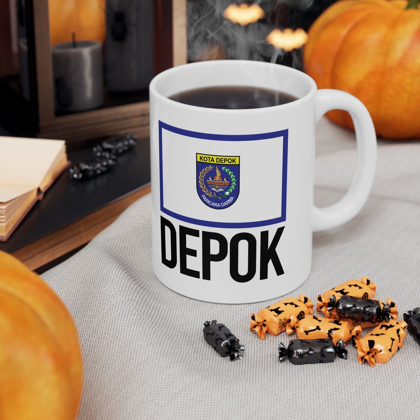 Depok City Flag White Ceramic Mug - 11oz, 15oz