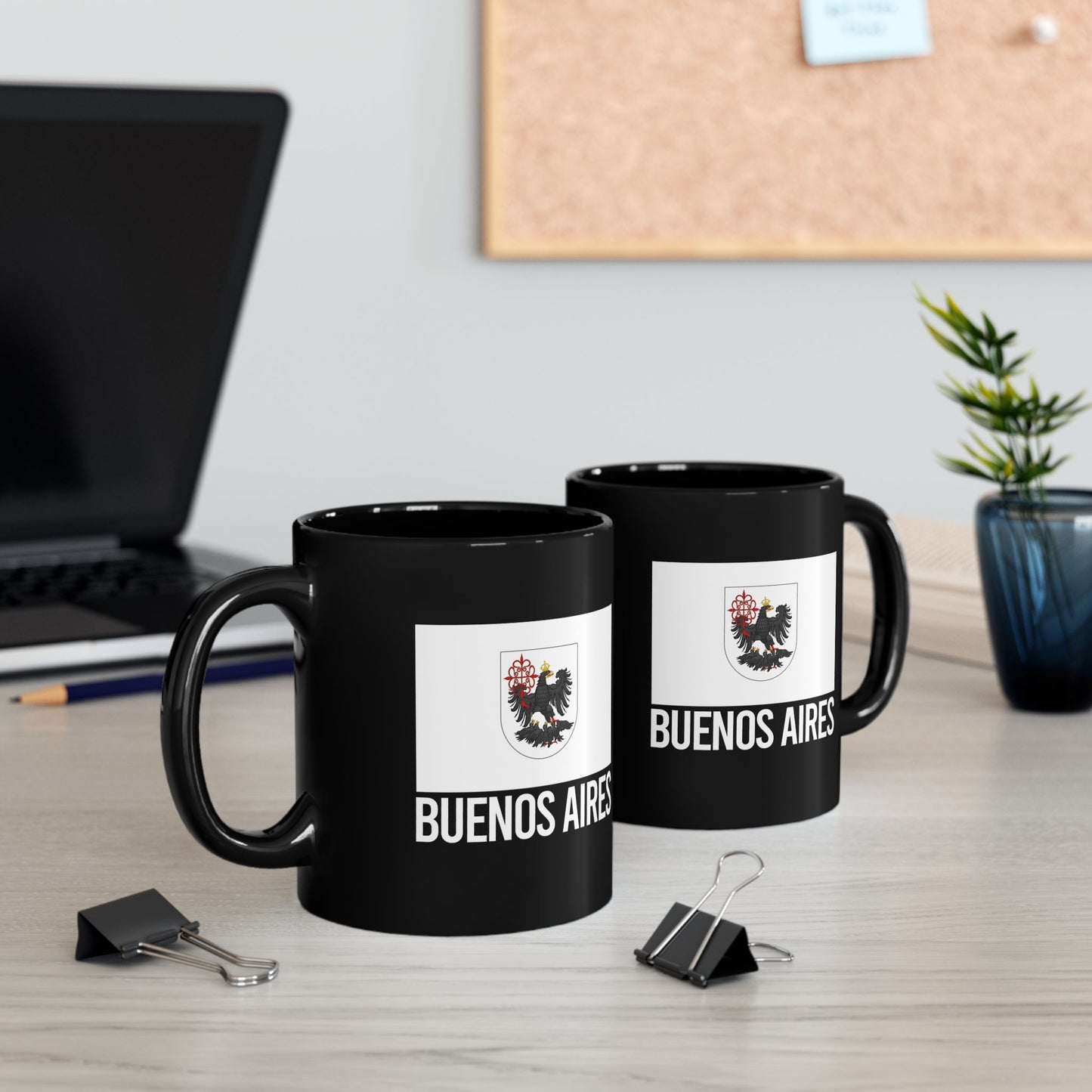 Buenos Aires City Flag Black Ceramic Mug - 11oz, 15oz
