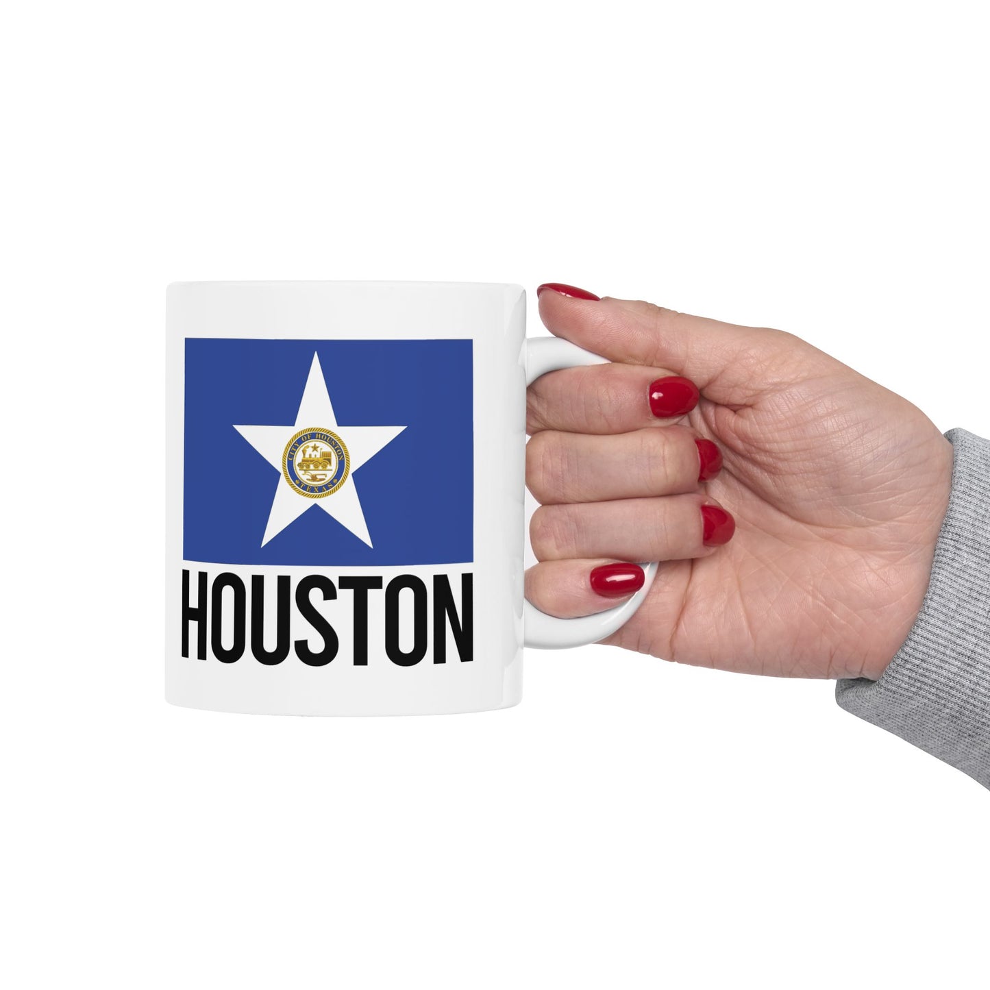Houston City Flag White Ceramic Mug - 11oz, 15oz