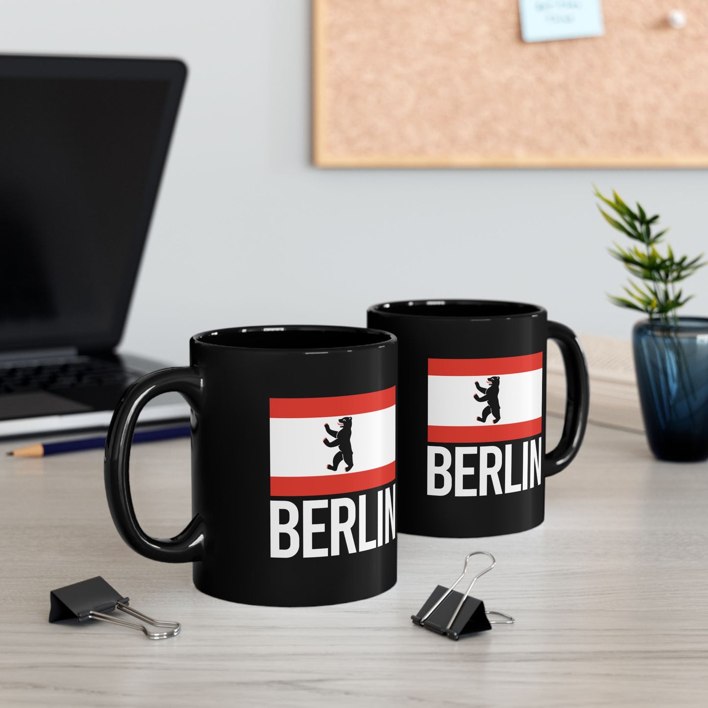 Berlin City Flag Black Ceramic Mug - 11oz, 15oz