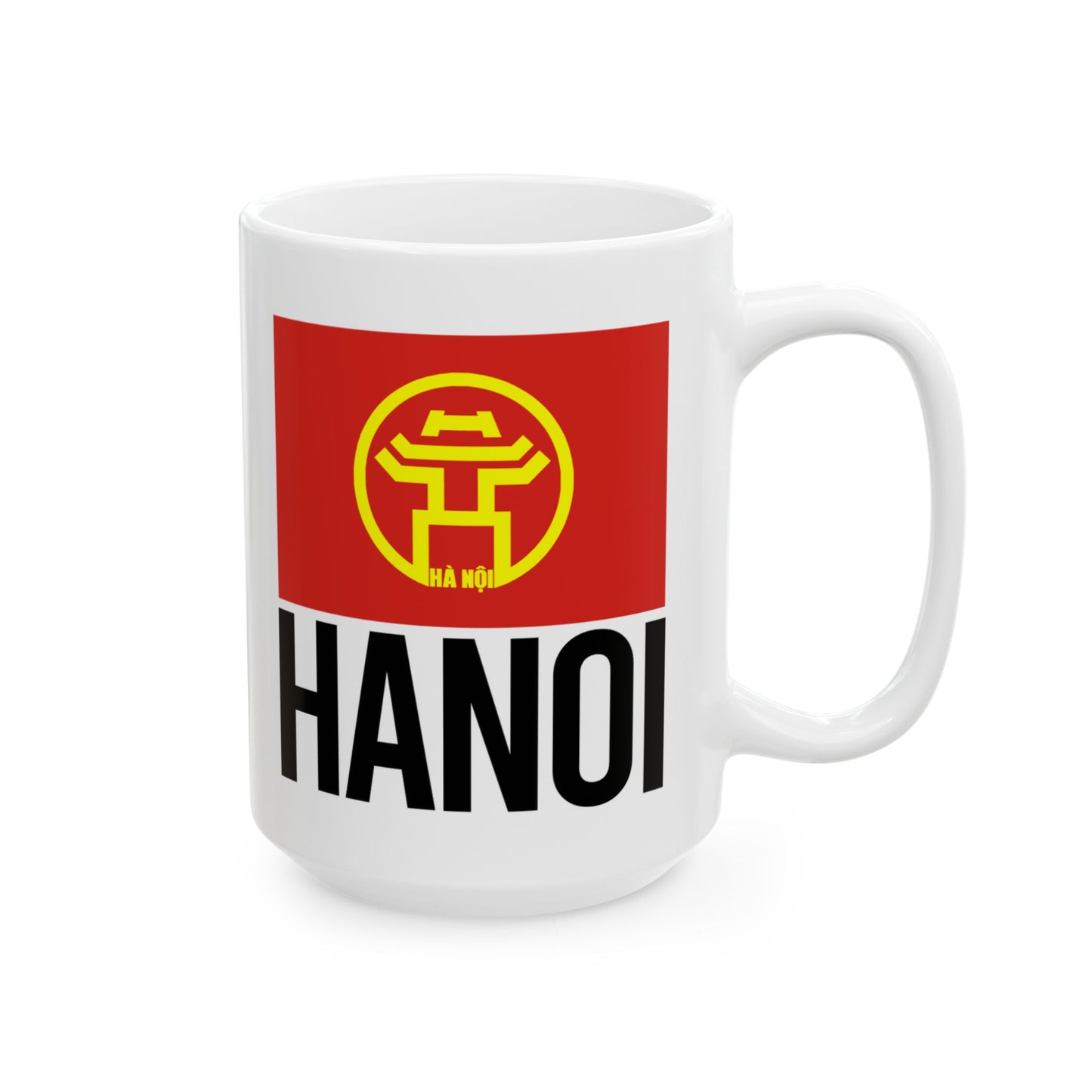 Hanoi City Flag White Ceramic Mug - 11oz, 15oz