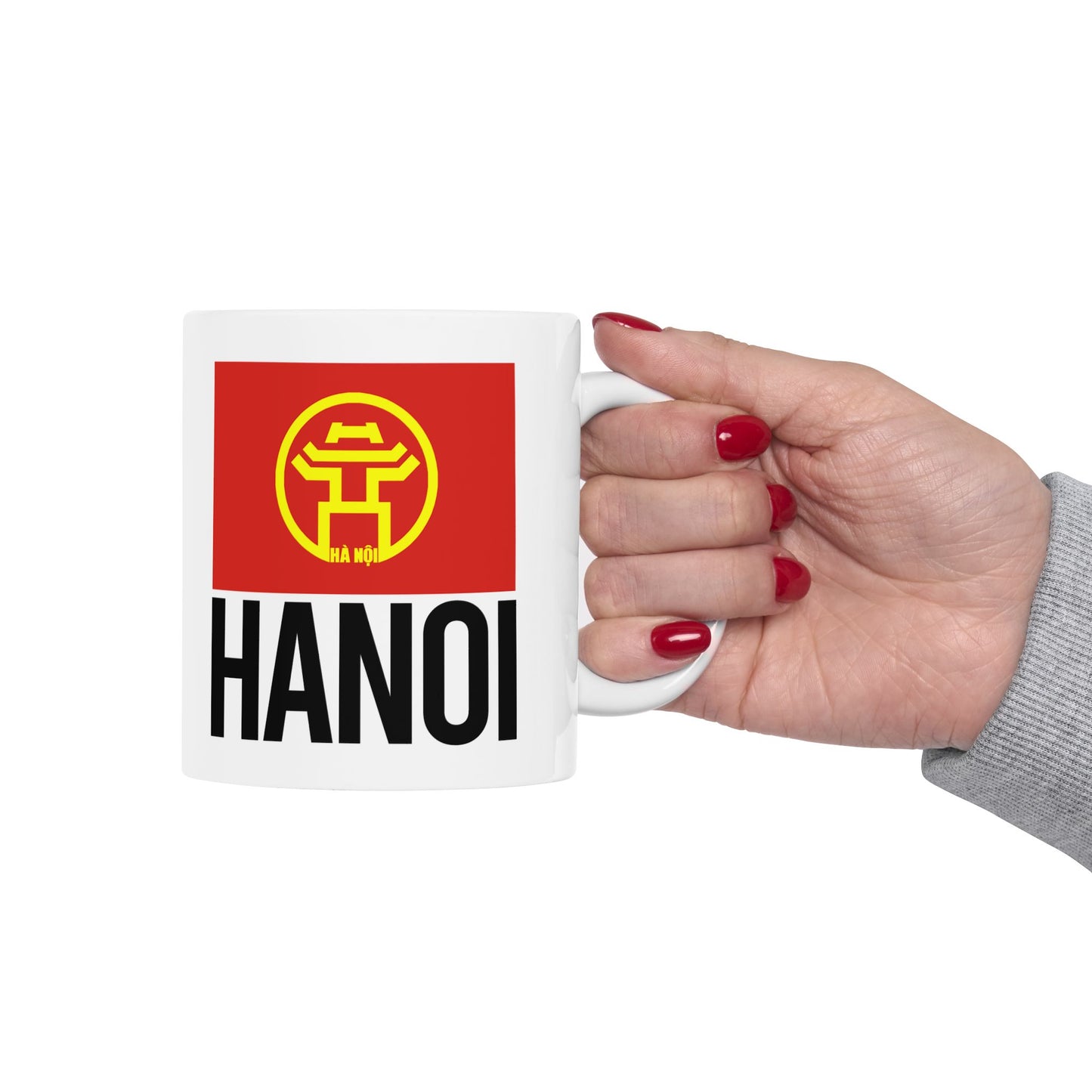 Hanoi City Flag White Ceramic Mug - 11oz, 15oz