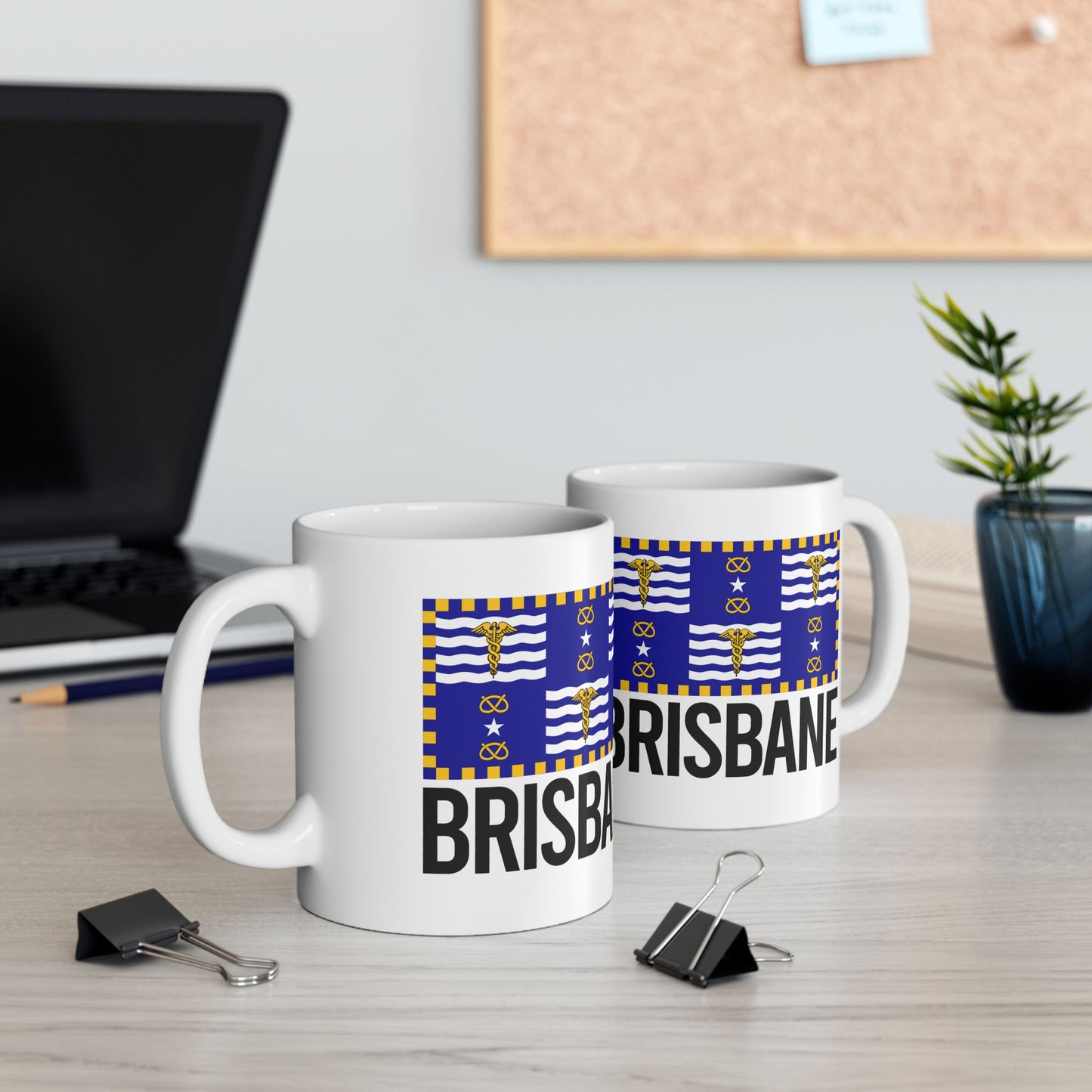 Brisbane City Flag White Ceramic Mug - 11oz, 15oz