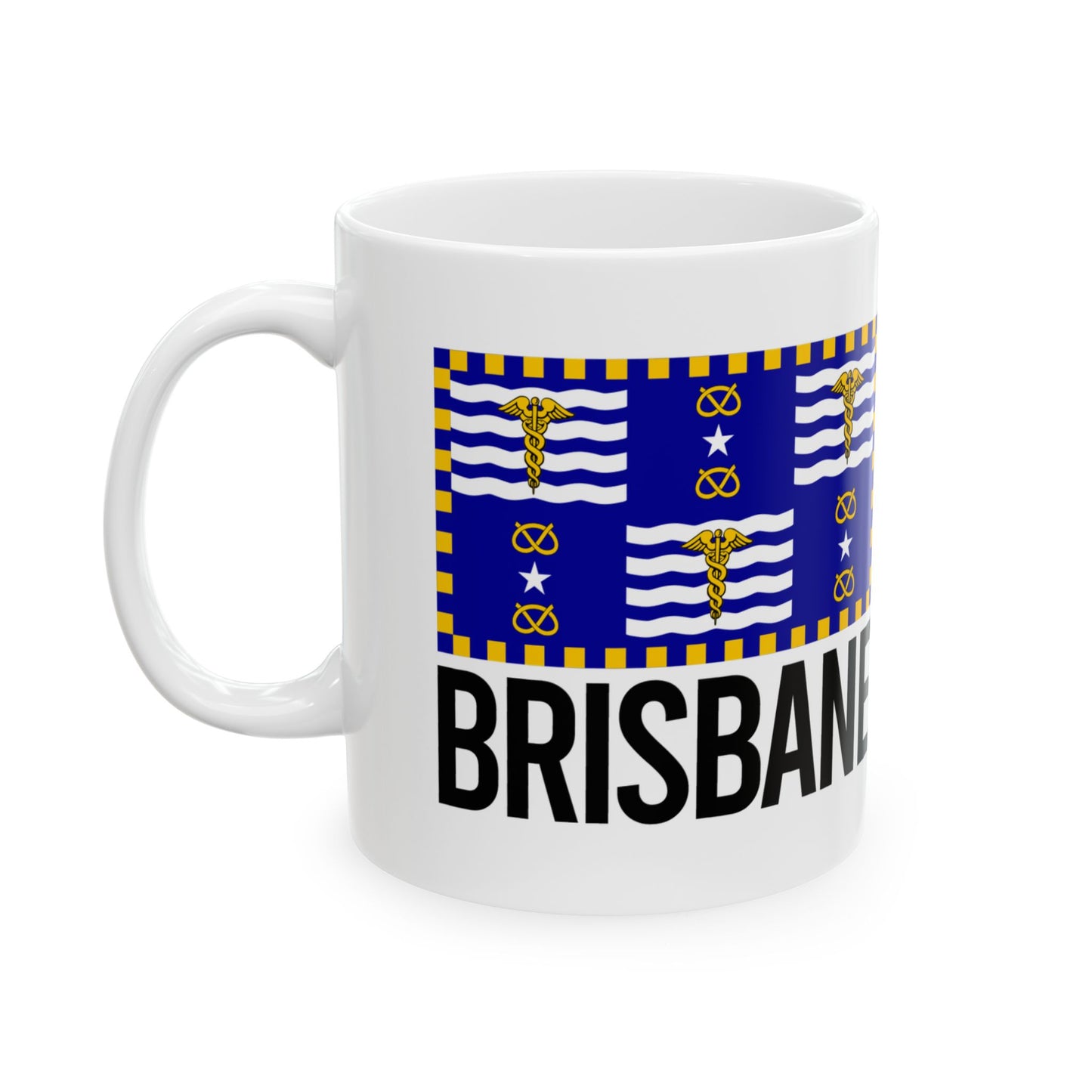 Brisbane City Flag White Ceramic Mug - 11oz, 15oz