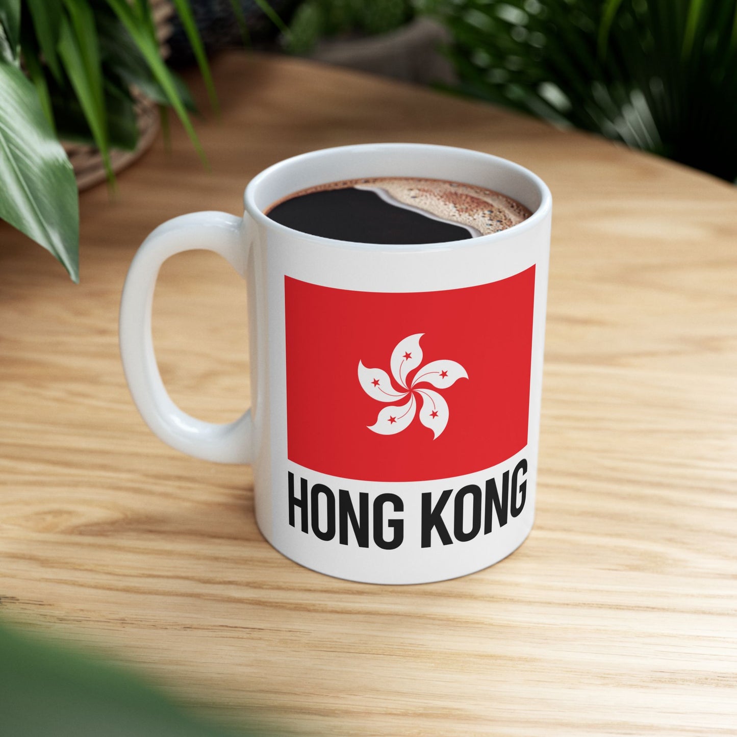 Hong Kong City Flag White Ceramic Mug, 11oz, 15oz