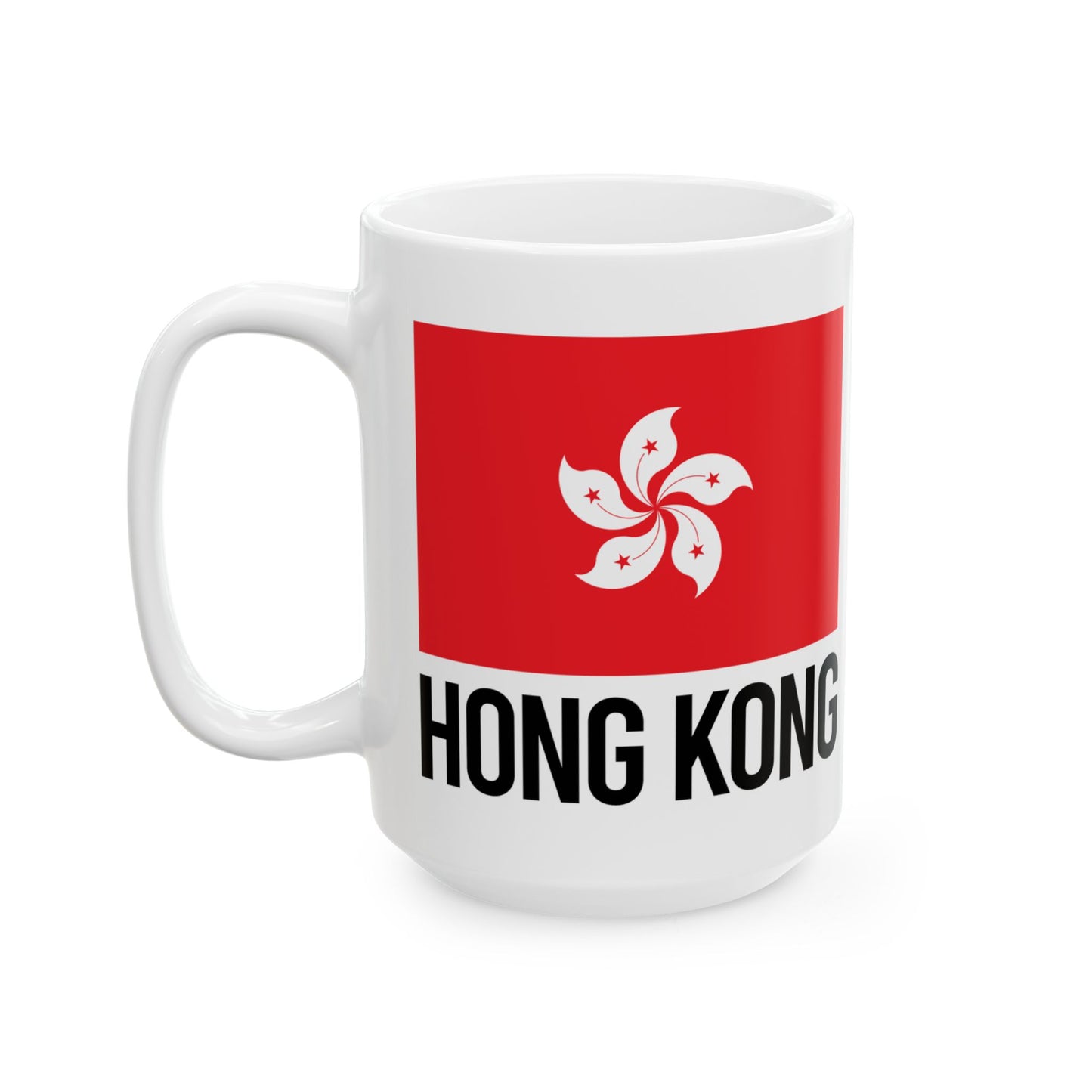 Hong Kong City Flag White Ceramic Mug, 11oz, 15oz