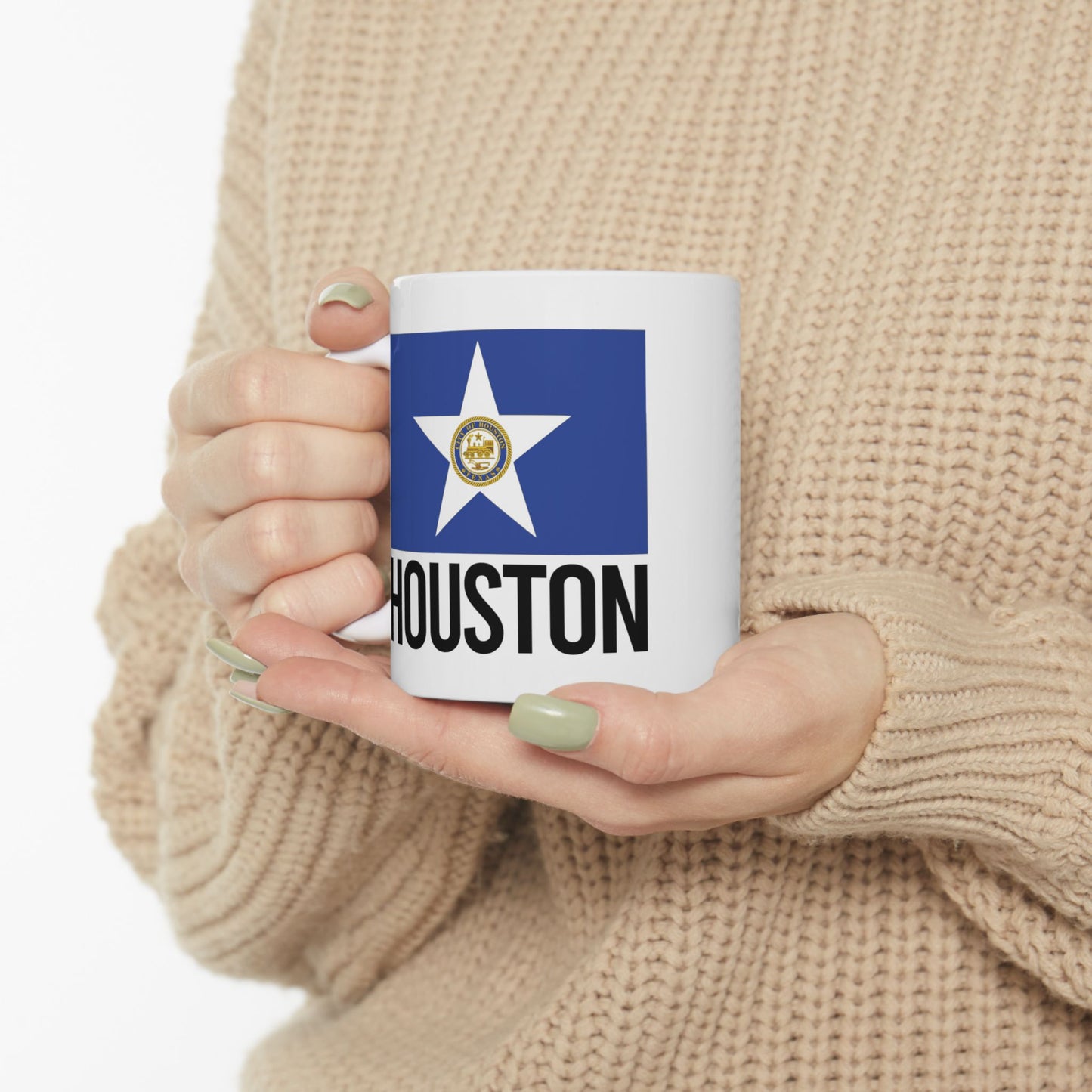 Houston City Flag White Ceramic Mug - 11oz, 15oz