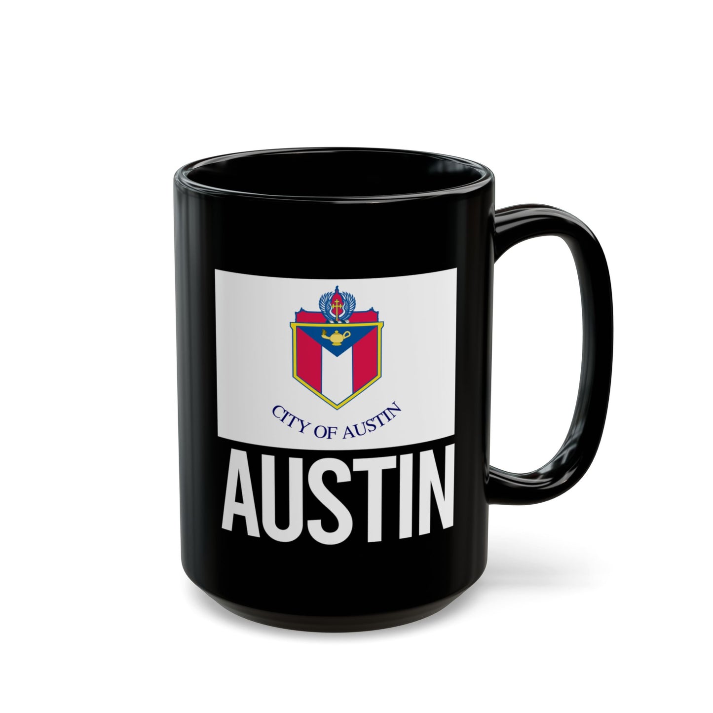 Austin City Flag Black Ceramic Mug - 11oz, 15oz