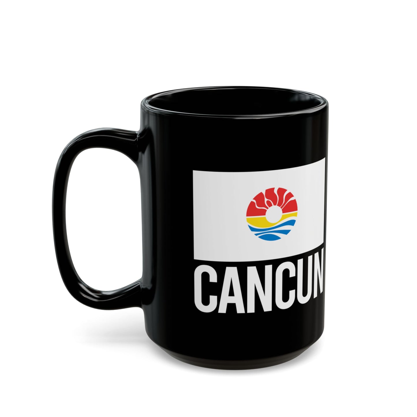 Cancún City Flag Black Ceramic Mug - 11oz, 15oz