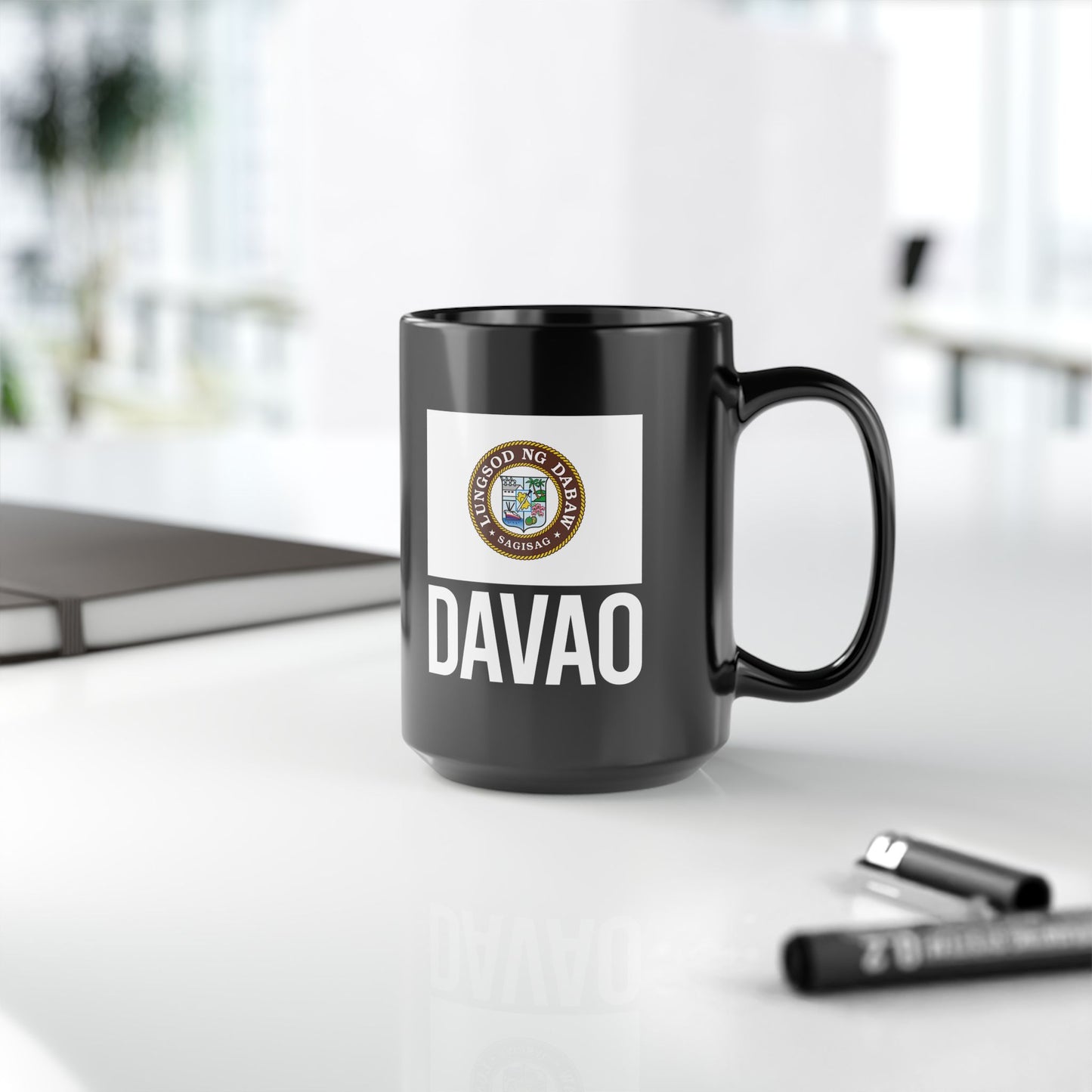 Davao City Flag Black Ceramic Mug - 11oz, 15oz