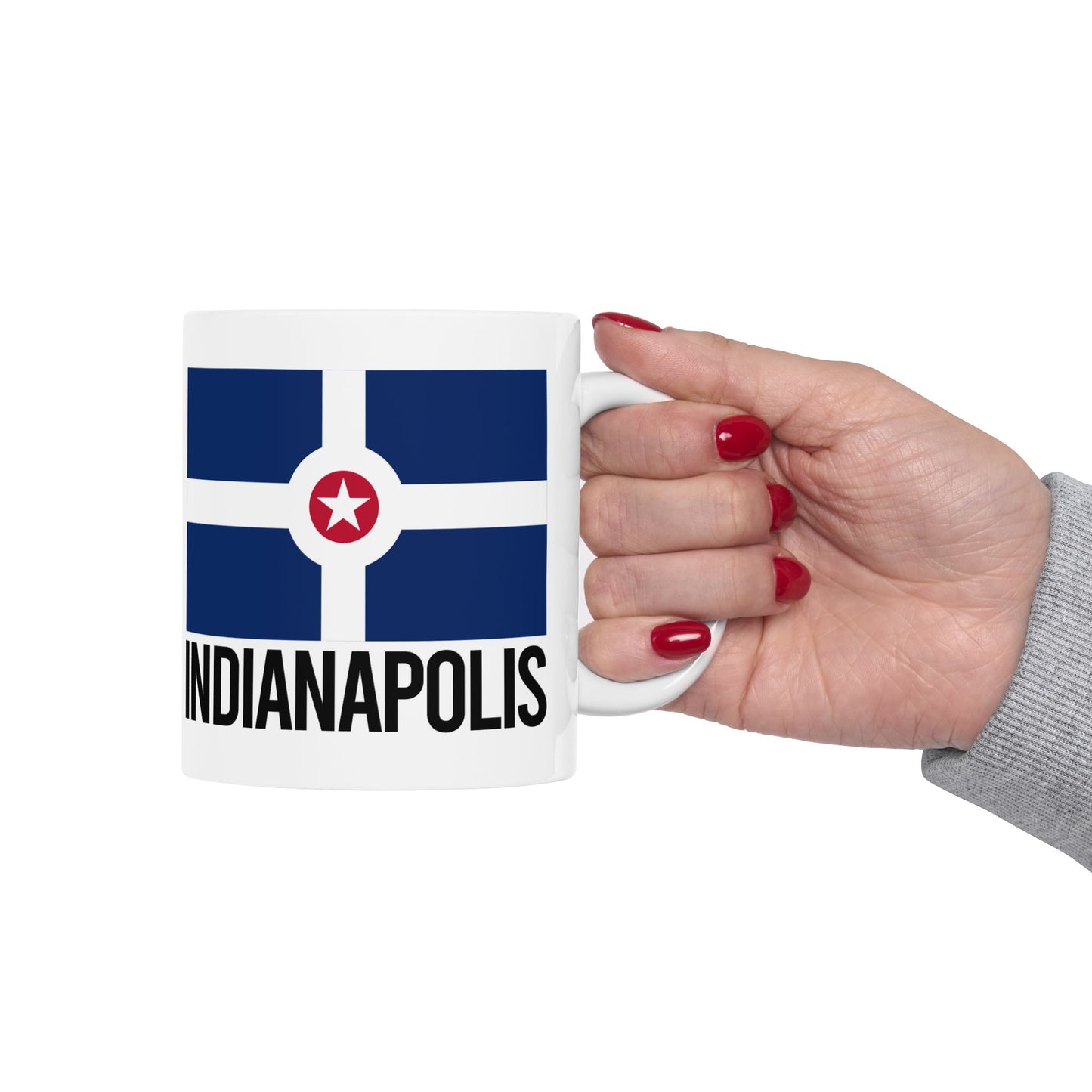 Indianapolis City Flag White Ceramic Mug - 11oz, 15oz