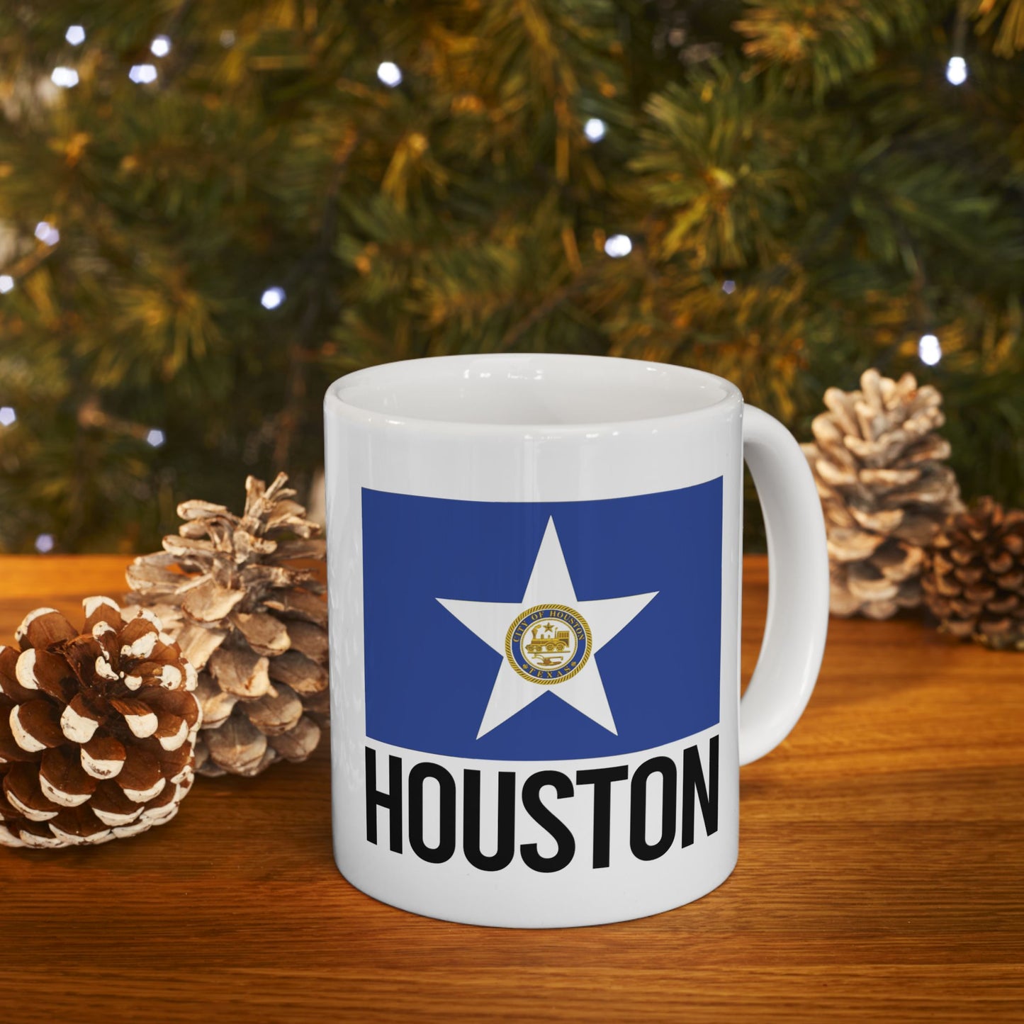 Houston City Flag White Ceramic Mug - 11oz, 15oz
