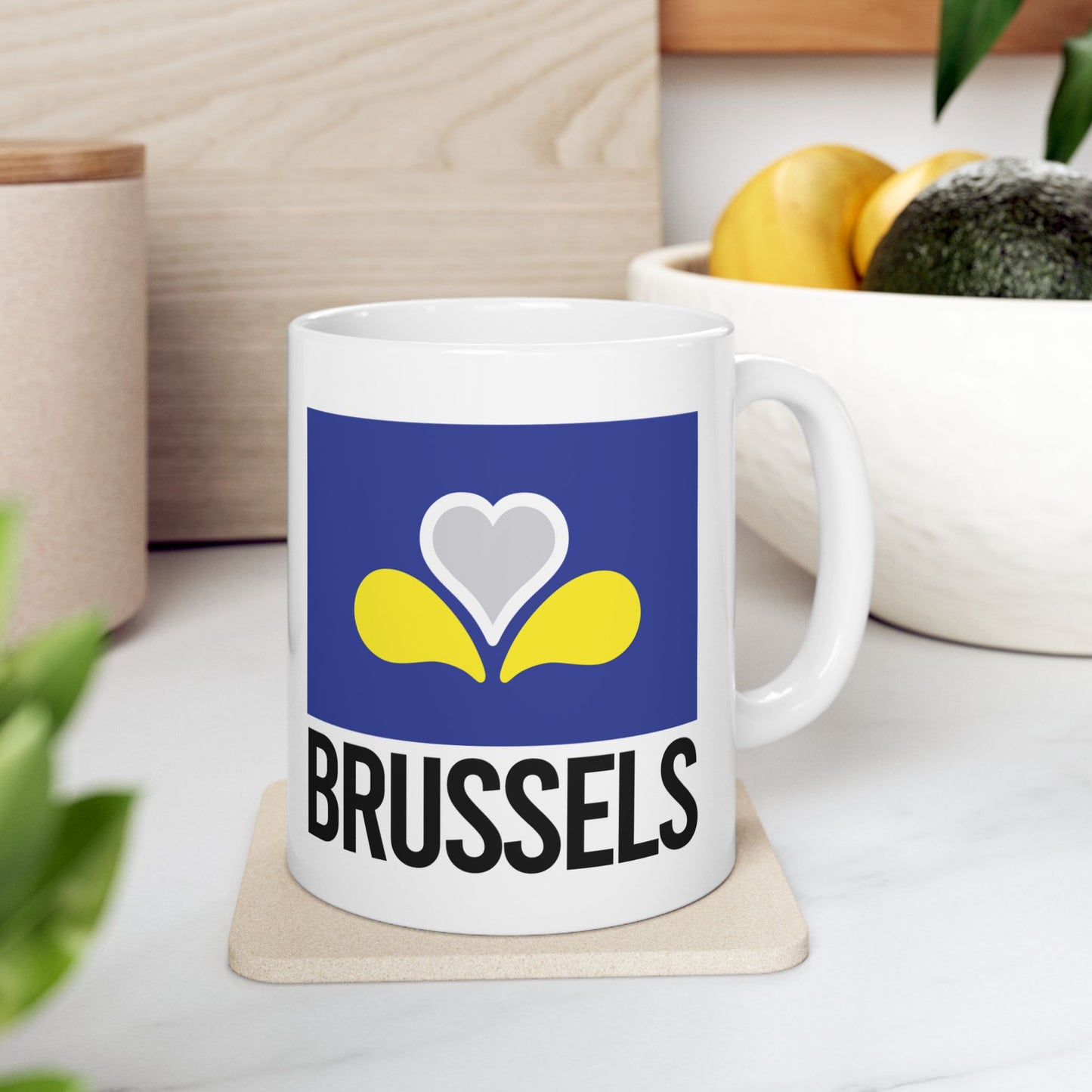 Brussels Flag White Ceramic Mug - 11oz, 15oz