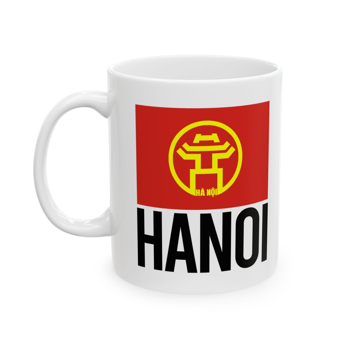Hanoi City Flag White Ceramic Mug - 11oz, 15oz