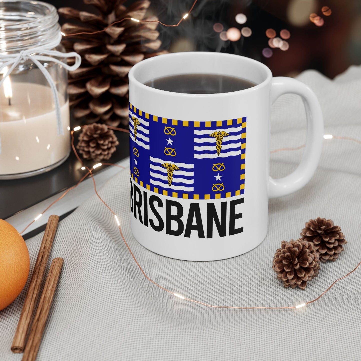 Brisbane City Flag White Ceramic Mug - 11oz, 15oz