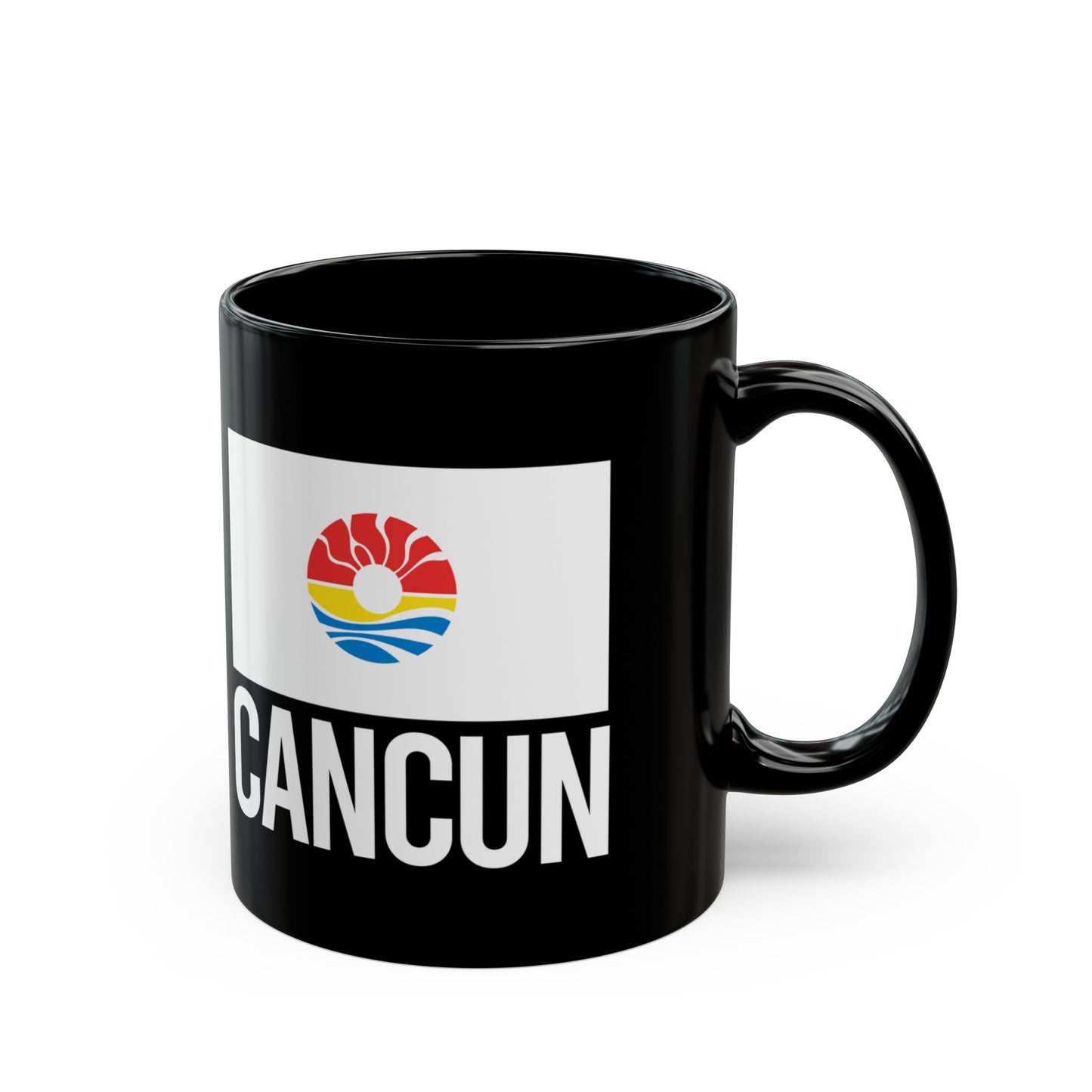 Cancún City Flag Black Ceramic Mug - 11oz, 15oz