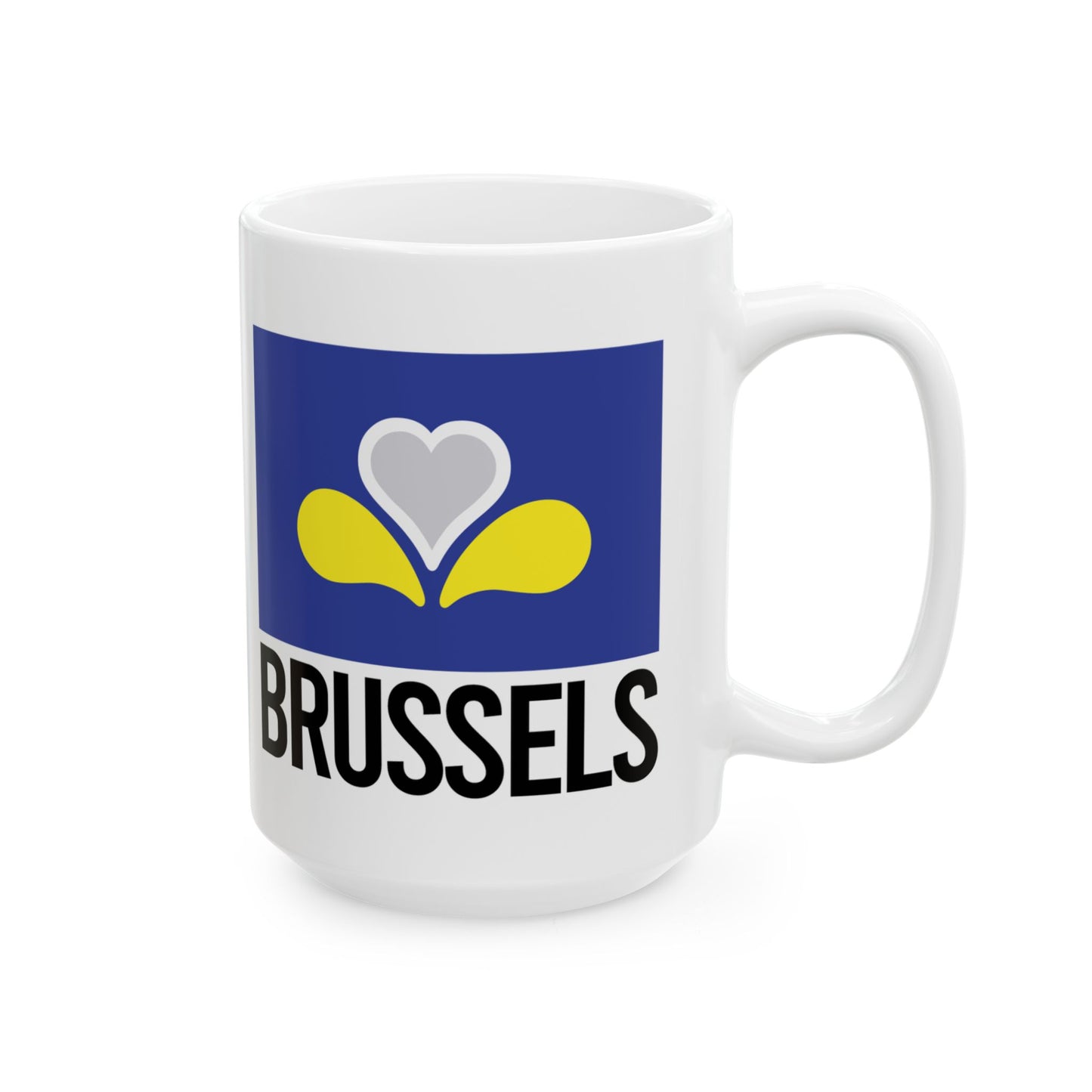 Brussels Flag White Ceramic Mug - 11oz, 15oz