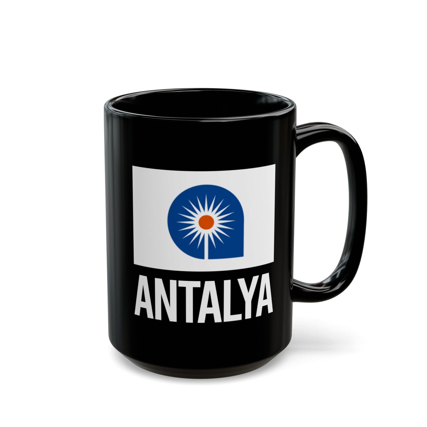 Antalya City Flag Black Ceramic Mug - 11oz, 15oz