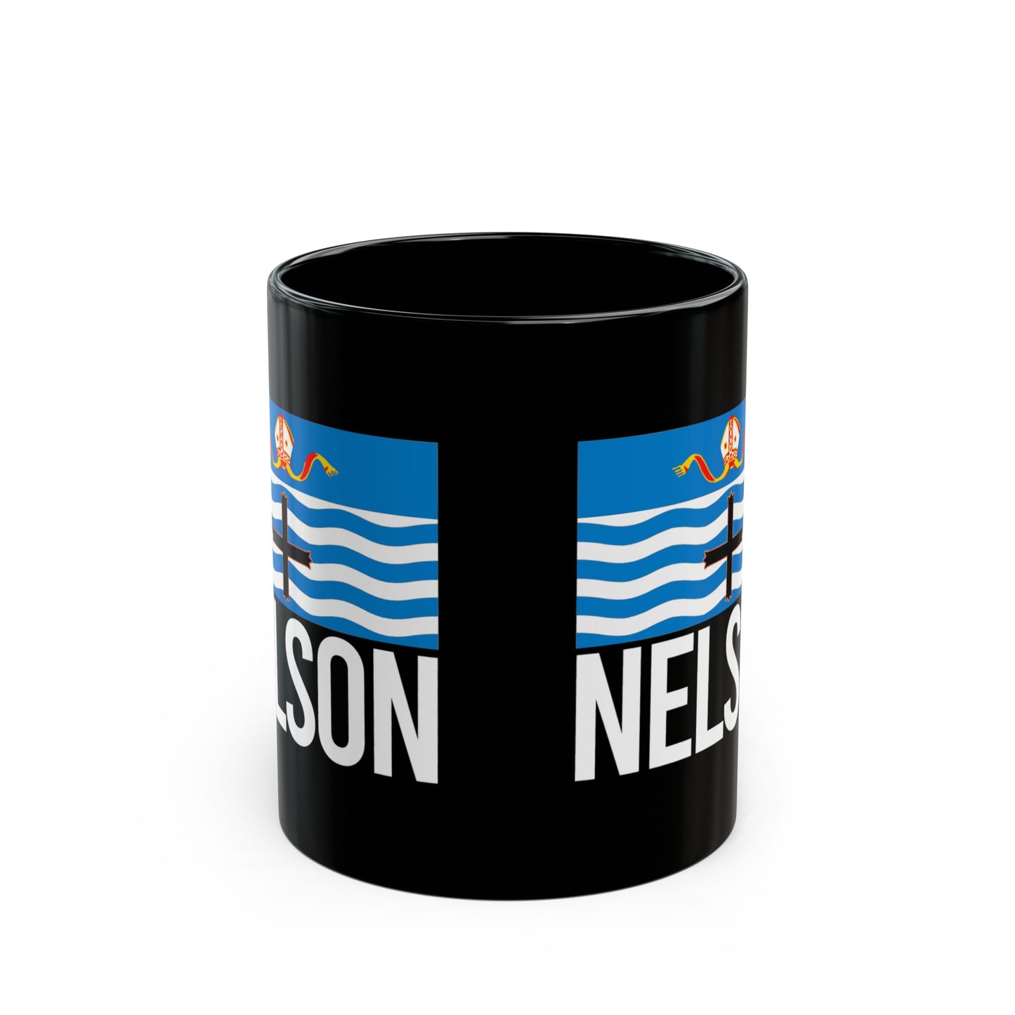 Nelson City Flag Black Ceramic Mug - 11oz, 15oz