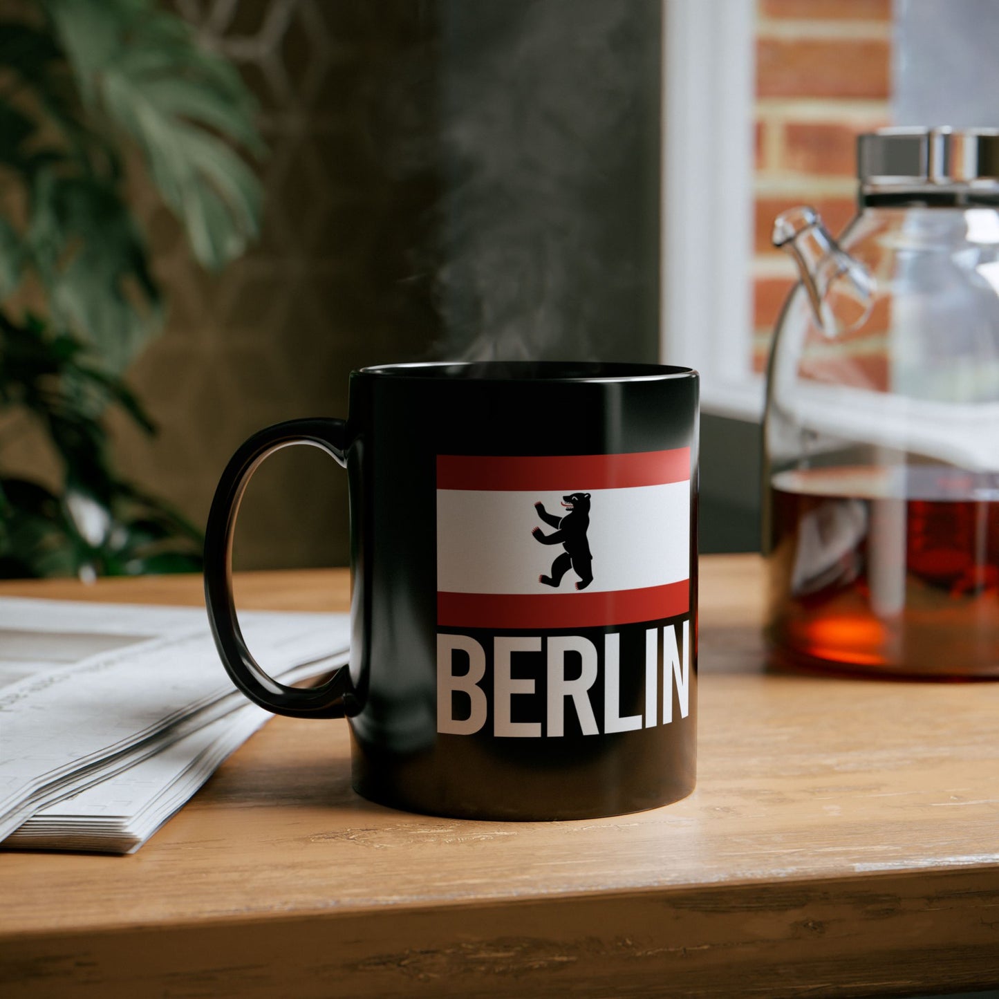 Berlin City Flag Black Ceramic Mug - 11oz, 15oz