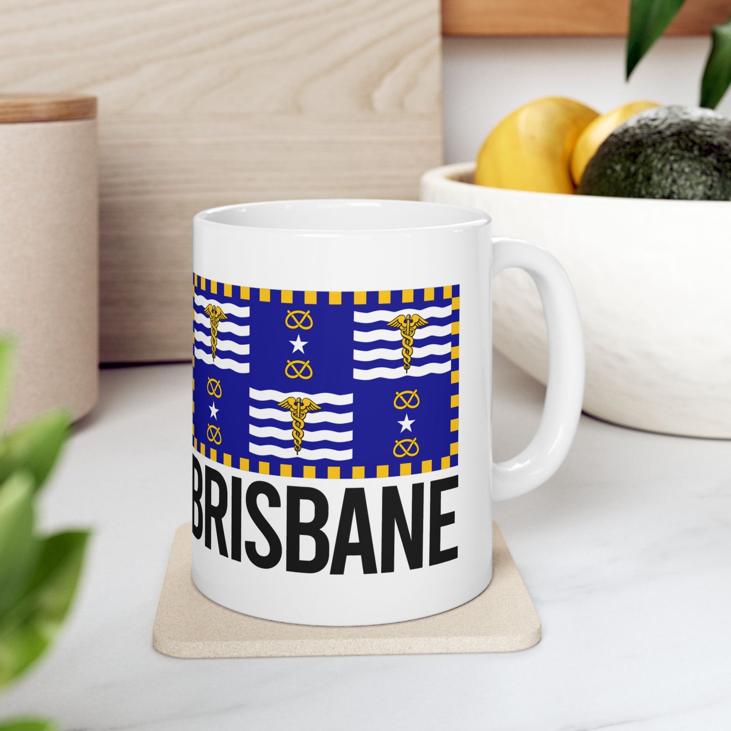 Brisbane City Flag White Ceramic Mug - 11oz, 15oz