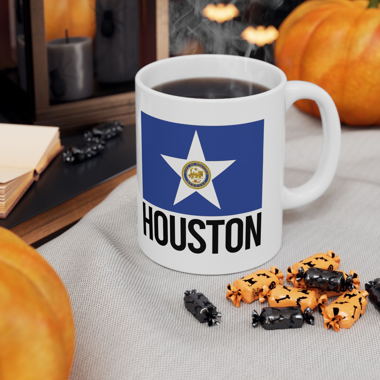 Houston City Flag White Ceramic Mug - 11oz, 15oz