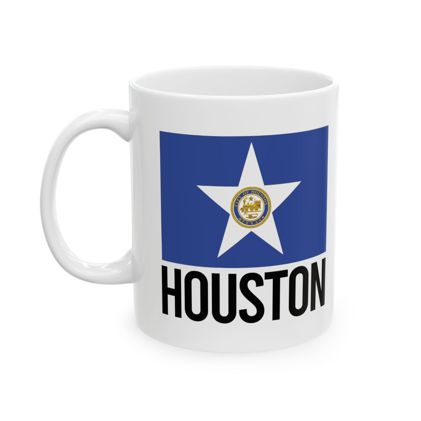Houston City Flag White Ceramic Mug - 11oz, 15oz