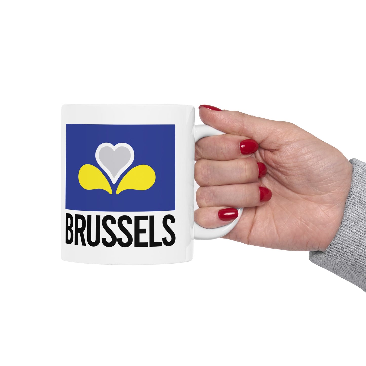 Brussels Flag White Ceramic Mug - 11oz, 15oz