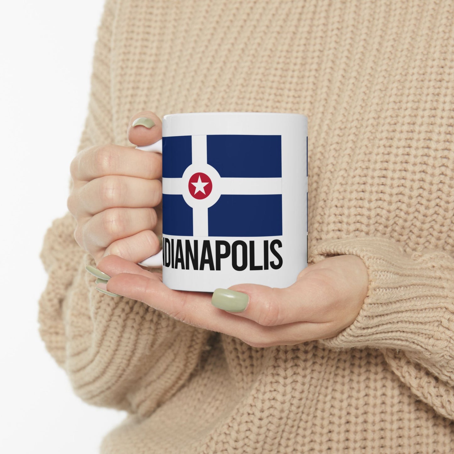 Indianapolis City Flag White Ceramic Mug - 11oz, 15oz