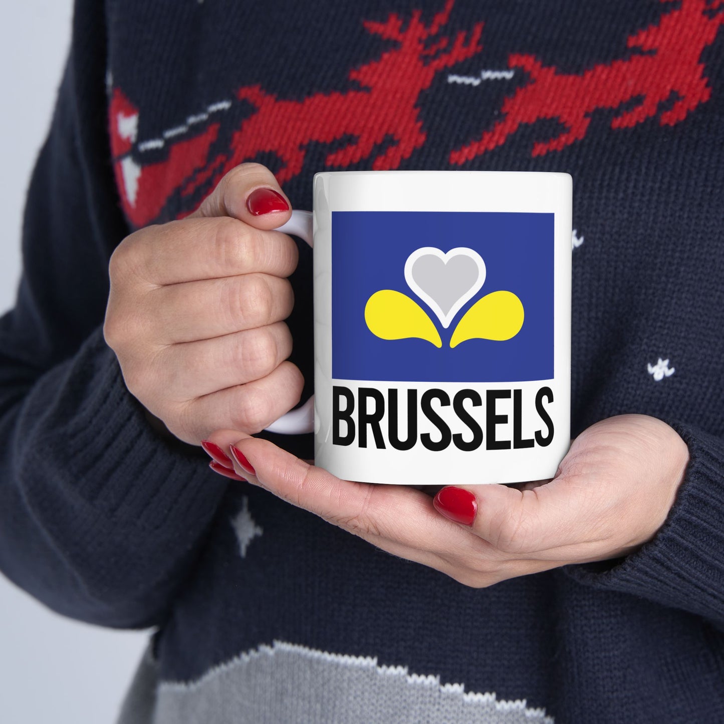 Brussels Flag White Ceramic Mug - 11oz, 15oz