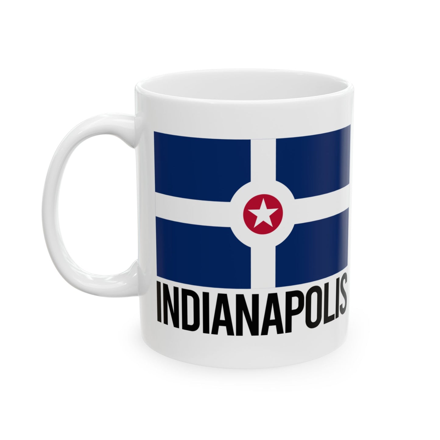Indianapolis City Flag White Ceramic Mug - 11oz, 15oz